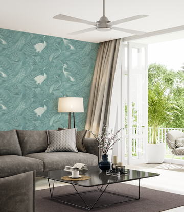 Birds of the Tropics Teal Blue Wallpaper from Olive et Oriel where you can shop wallpaper and artworks online