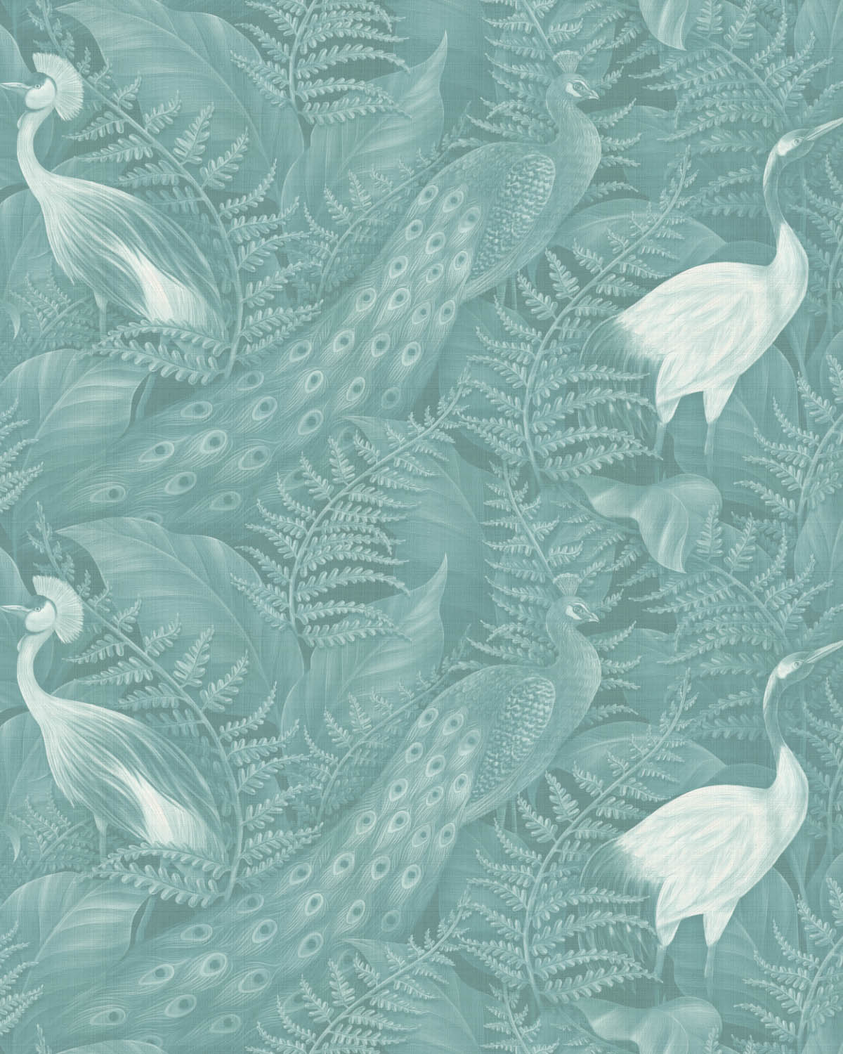 Birds of the Tropics Teal Blue Wallpaper