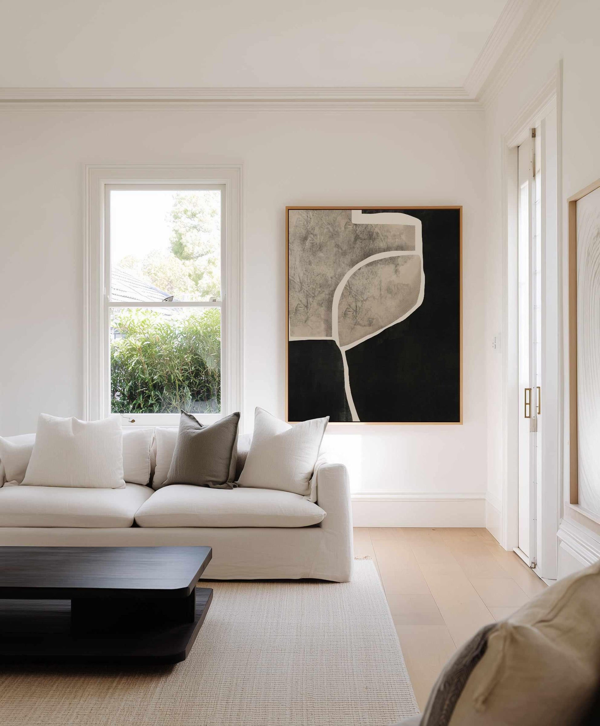 Black Abstract Mosaic by Little Dean | Framed Canvas Art Print from Olive et Oriel where you can shop wallpaper and artworks online