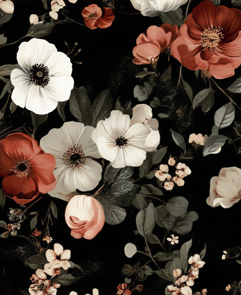 Black Floral No I Wallpaper from Olive et Oriel where you can shop wallpaper and artworks online