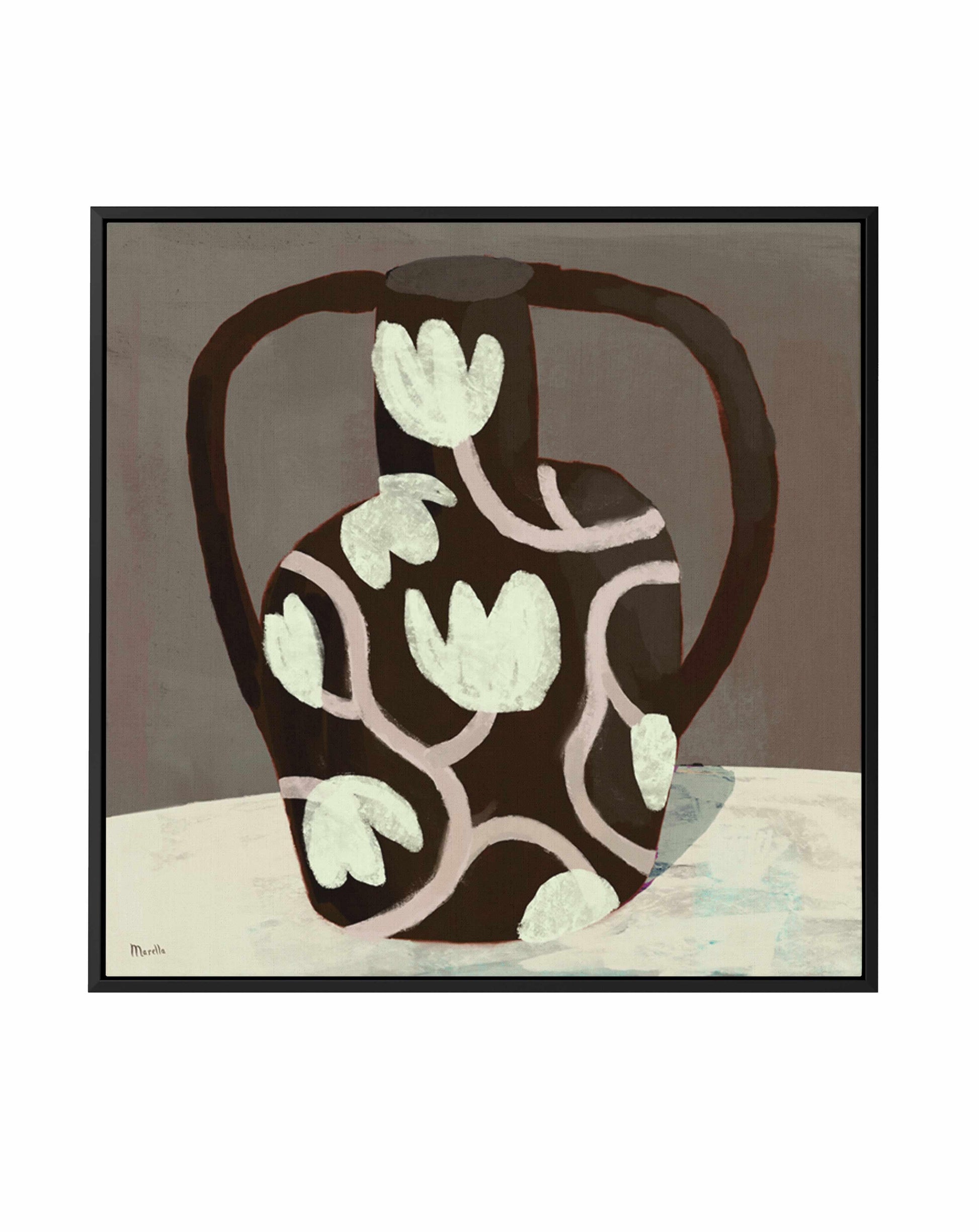 Black Vase Square by Marco Marella | Framed Canvas Art Print from Olive et Oriel where you can shop wallpaper and artworks online