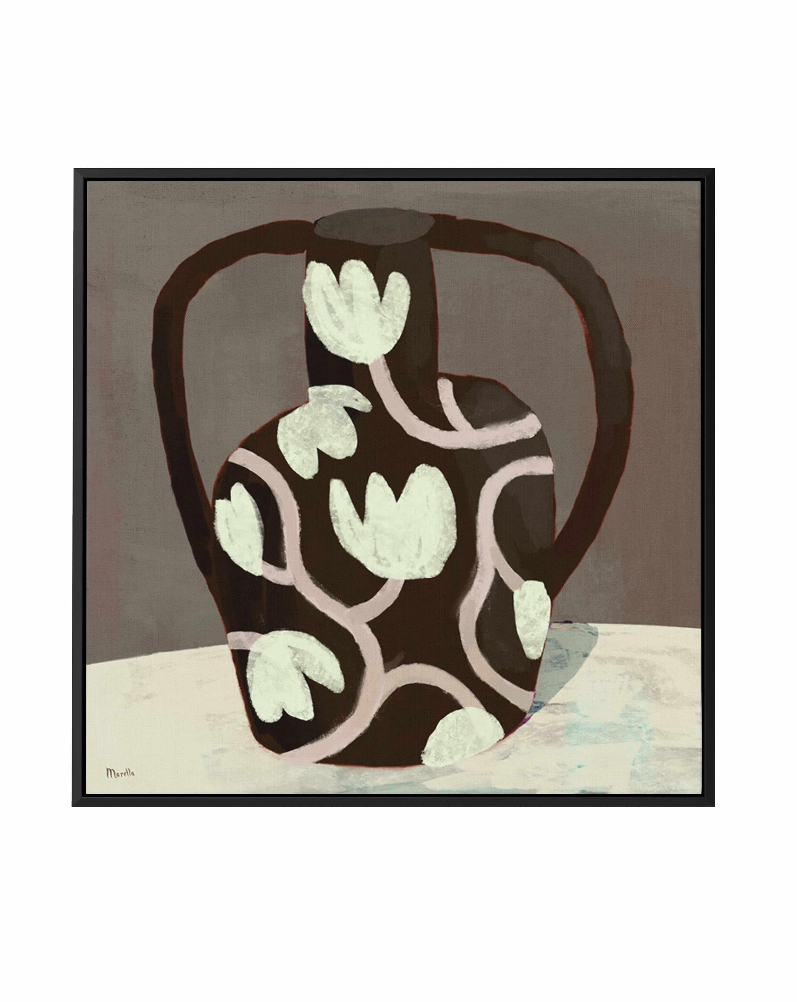 Black Vase Square by Marco Marella | Framed Canvas Art Print from Olive et Oriel where you can shop wallpaper and artworks online