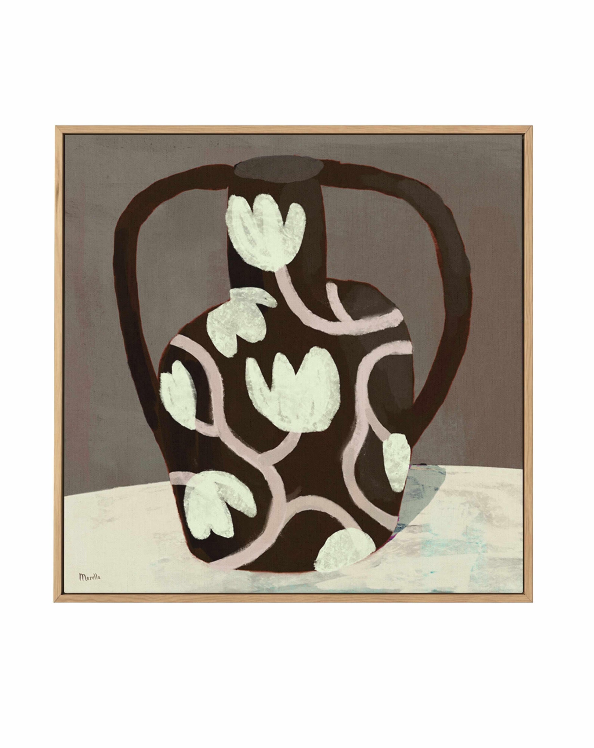 Black Vase Square by Marco Marella | Framed Canvas Art Print from Olive et Oriel where you can shop wallpaper and artworks online