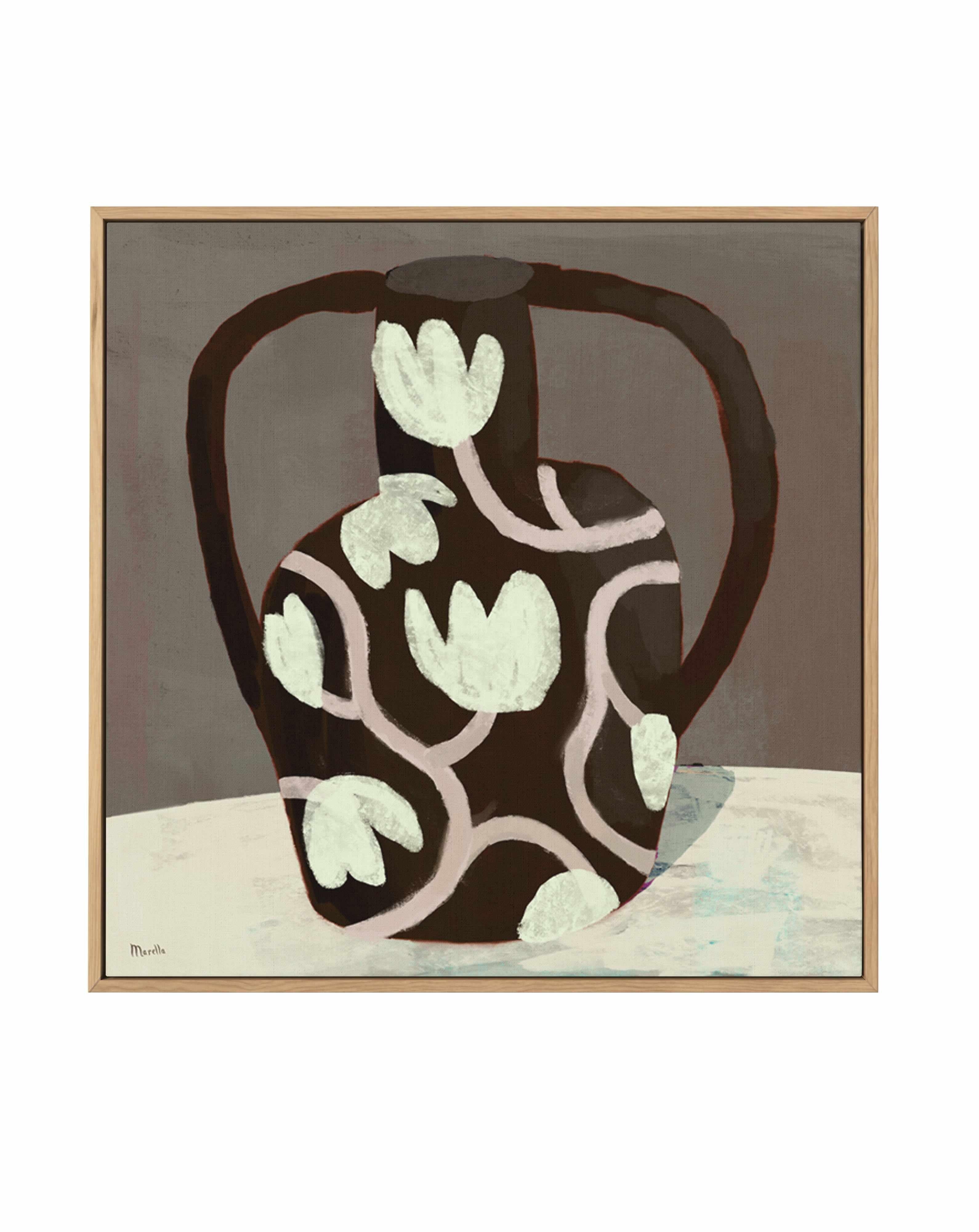 Black Vase Square by Marco Marella | Framed Canvas Art Print from Olive et Oriel where you can shop wallpaper and artworks online