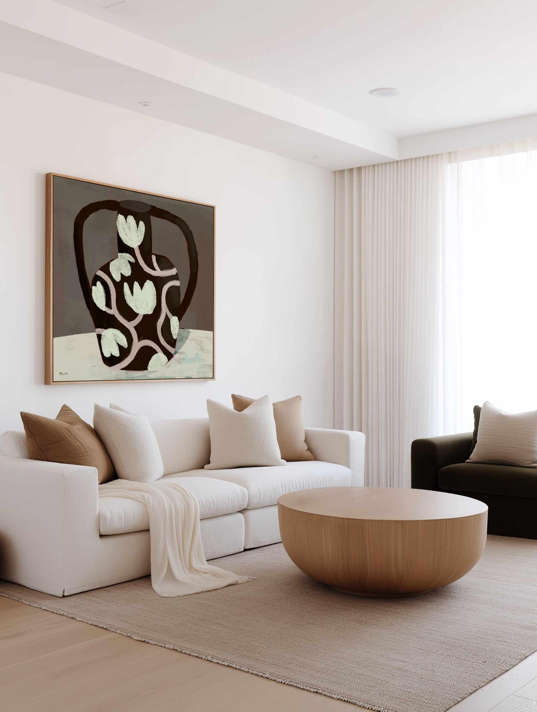 Black Vase Square by Marco Marella | Framed Canvas Art Print from Olive et Oriel where you can shop wallpaper and artworks online