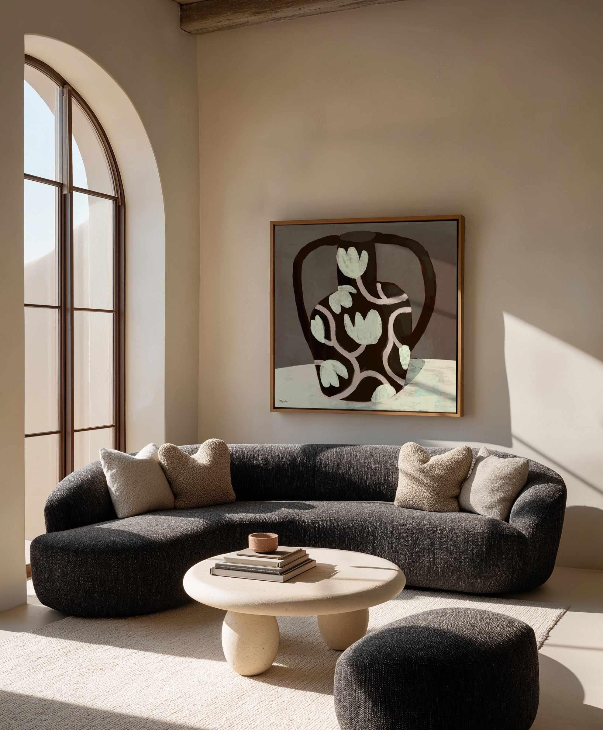 Black Vase Square by Marco Marella | Framed Canvas Art Print from Olive et Oriel where you can shop wallpaper and artworks online