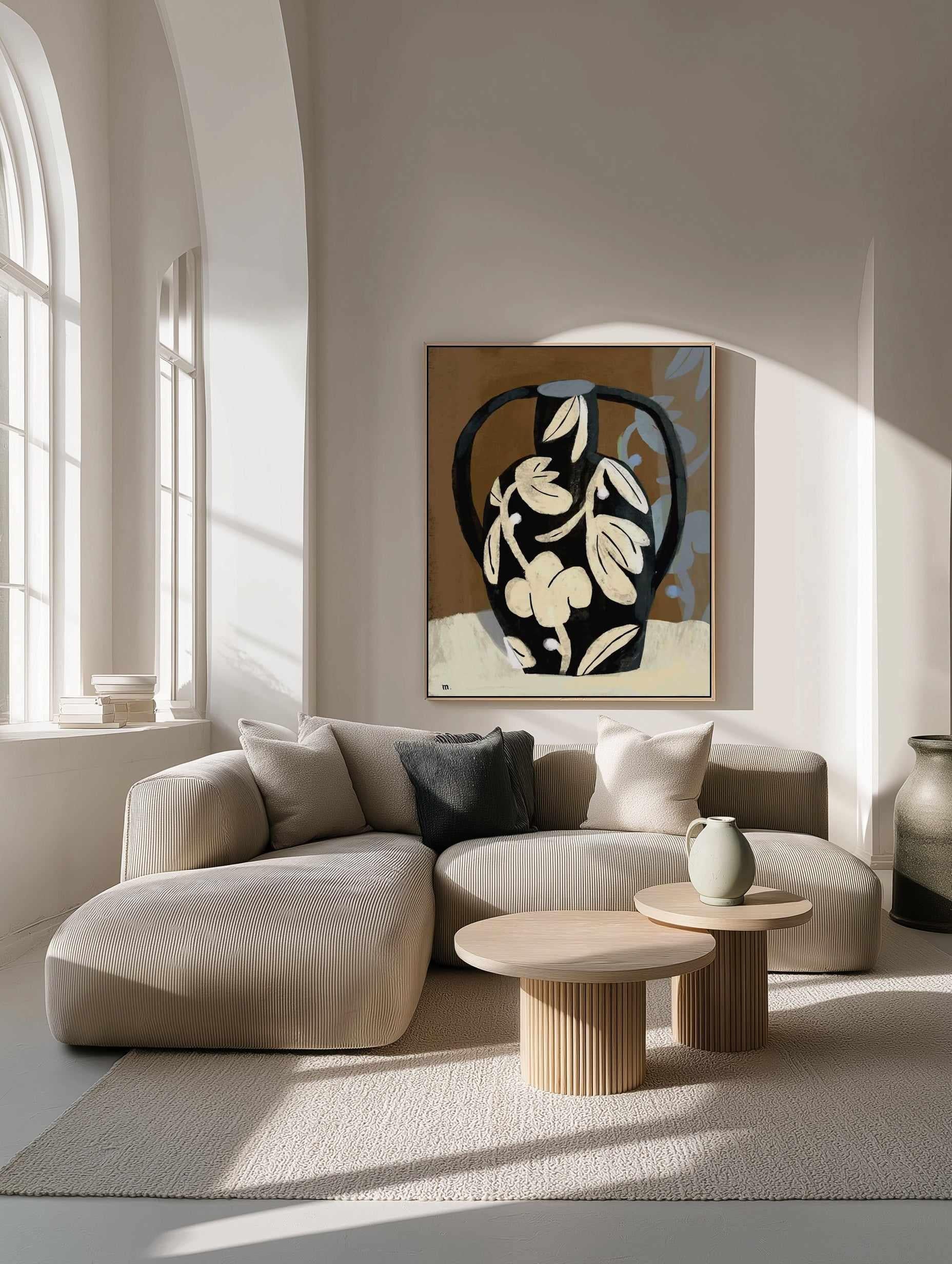 Black Vase by Marco Marella | Framed Canvas Art Print from Olive et Oriel where you can shop wallpaper and artworks online