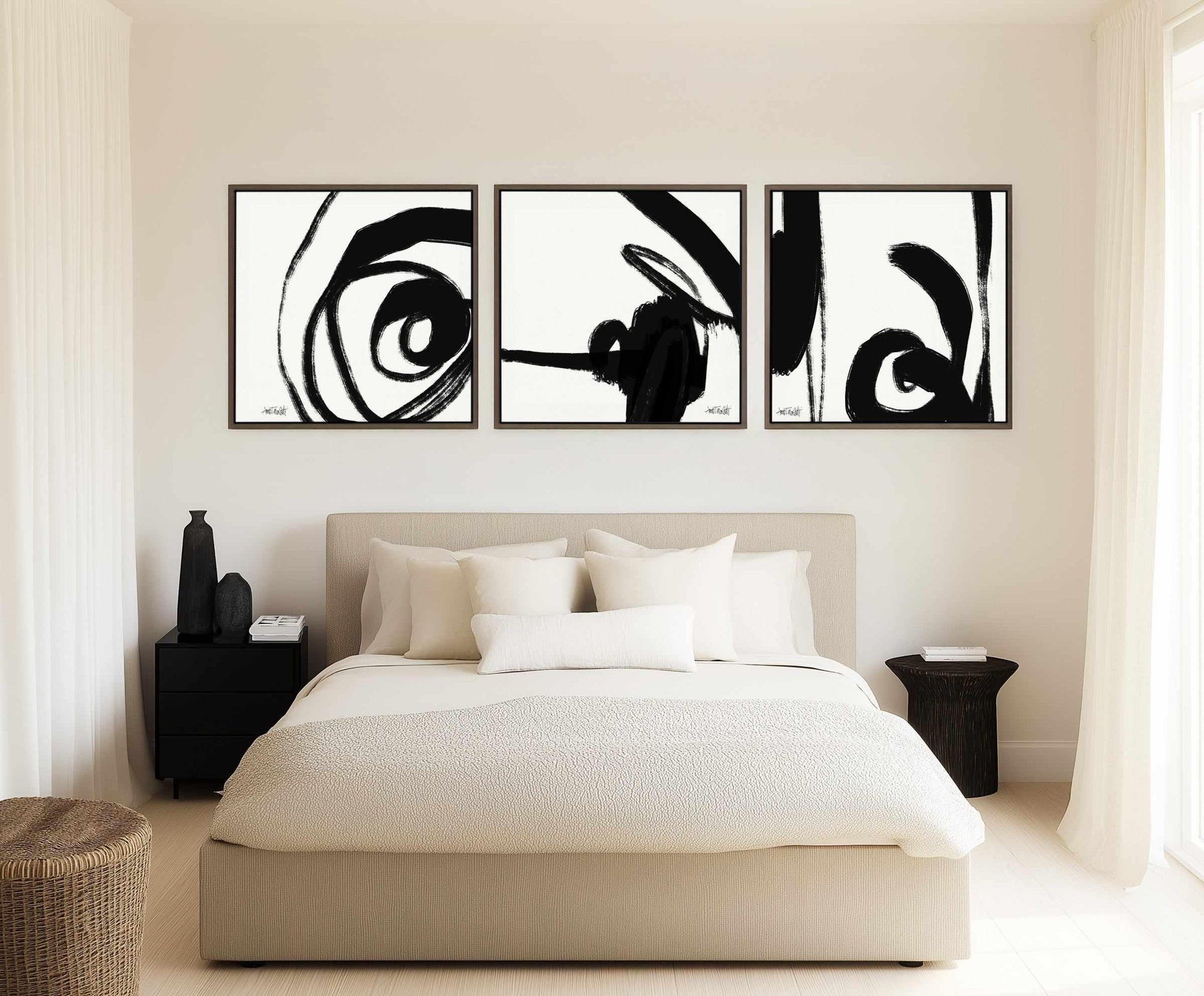 Black and White Abstract III | Framed Canvas Art Print from Olive et Oriel where you can shop wallpaper and artworks online