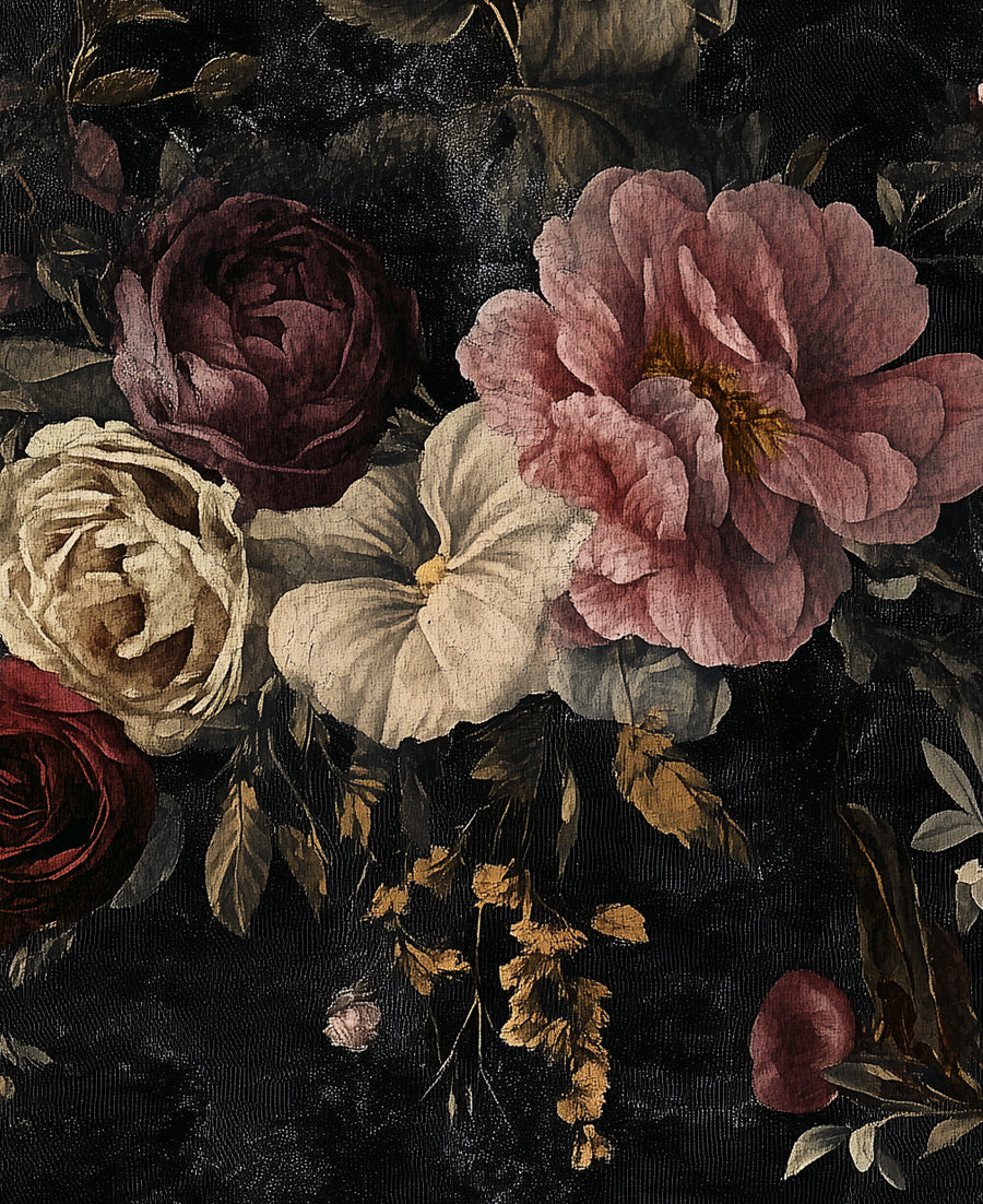 Black Floral No II Wallpaper from Olive et Oriel where you can shop wallpaper and artworks online