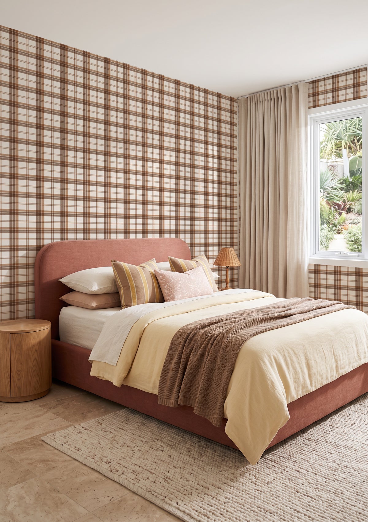 Blackwood Tartan in Rich Brown Wallpaper