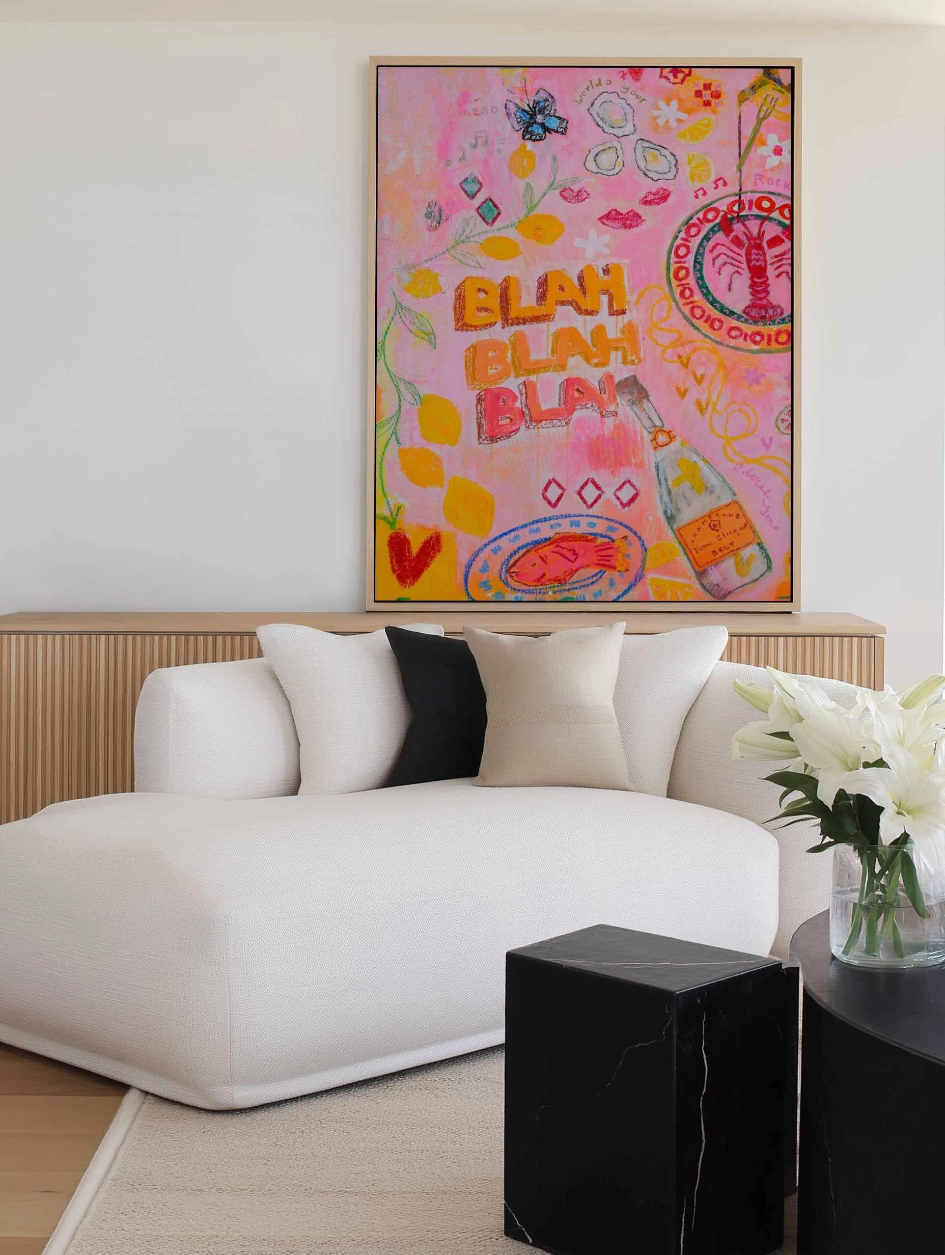 Blah Blah by Jackie Green | Framed Canvas Art Print from Olive et Oriel where you can shop wallpaper and artworks online