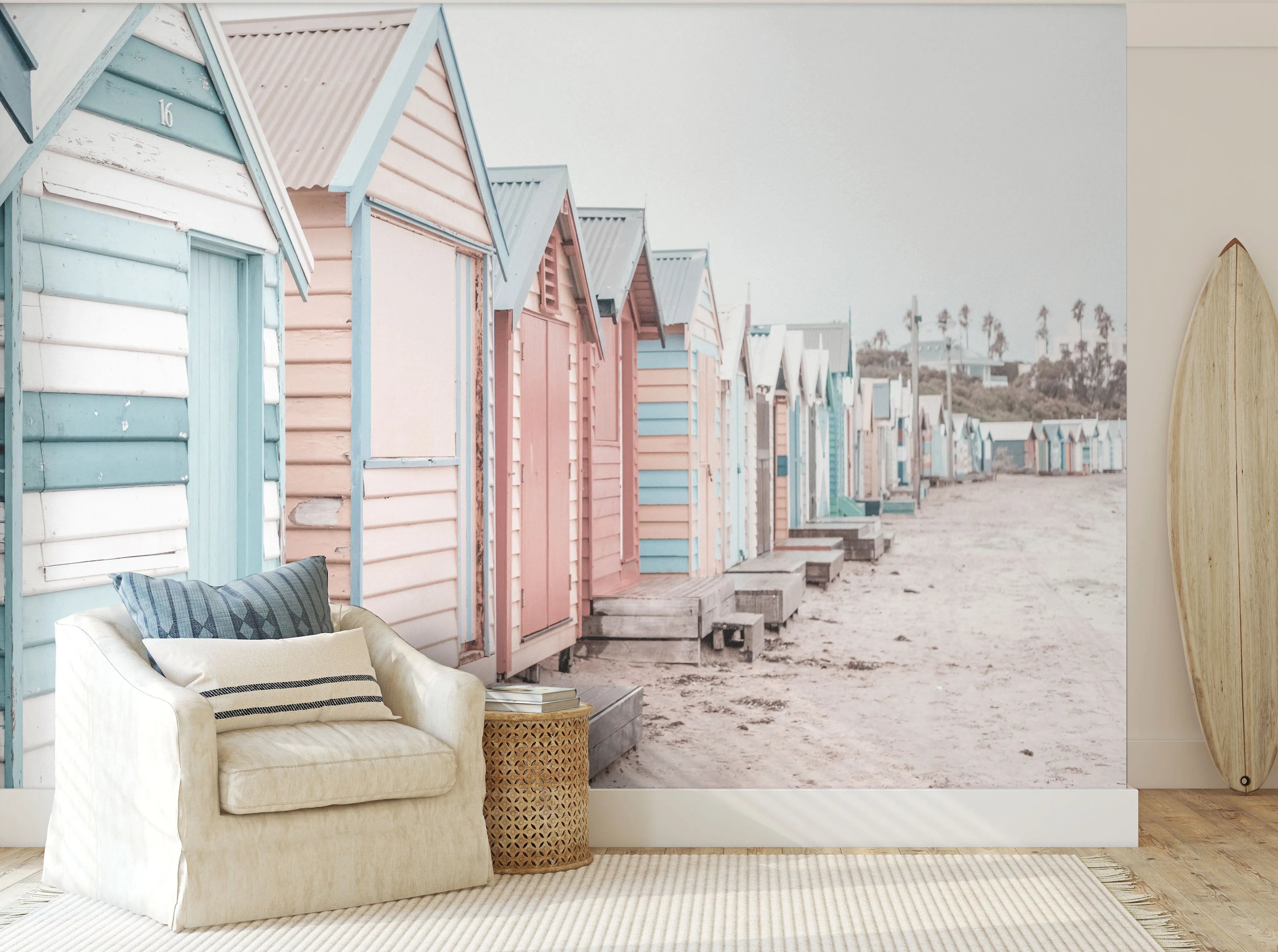 Bleached Brighton Beach | Melbourne Photo Mural Wallpaper from Olive et Oriel where you can shop wallpaper and artworks online