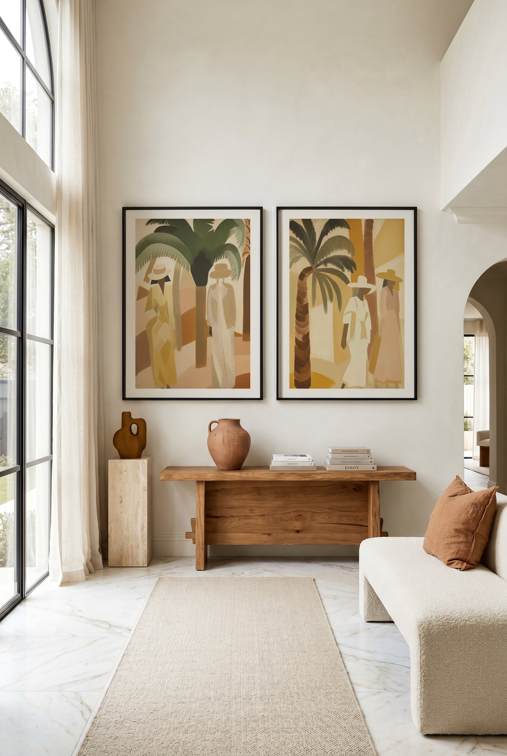 Block Palm I & II Print Set of 2 | Matching Wall Art