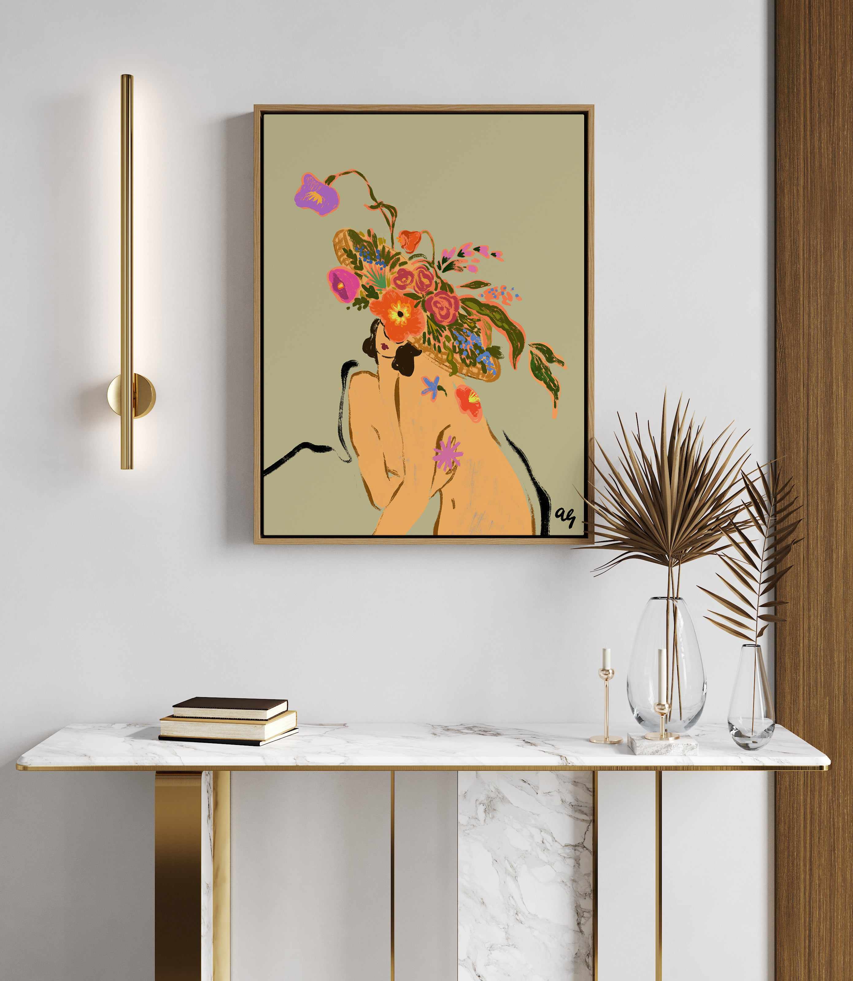 Blooming Headpiece by Arty Guava | Framed Canvas Art Print