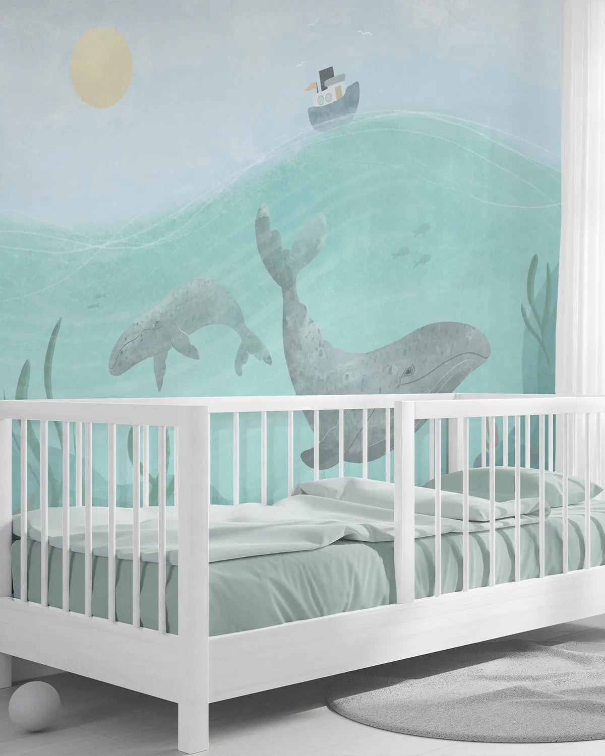 Whale of a Tale Wallpaper Mural from Olive et Oriel where you can shop wallpaper and artworks online