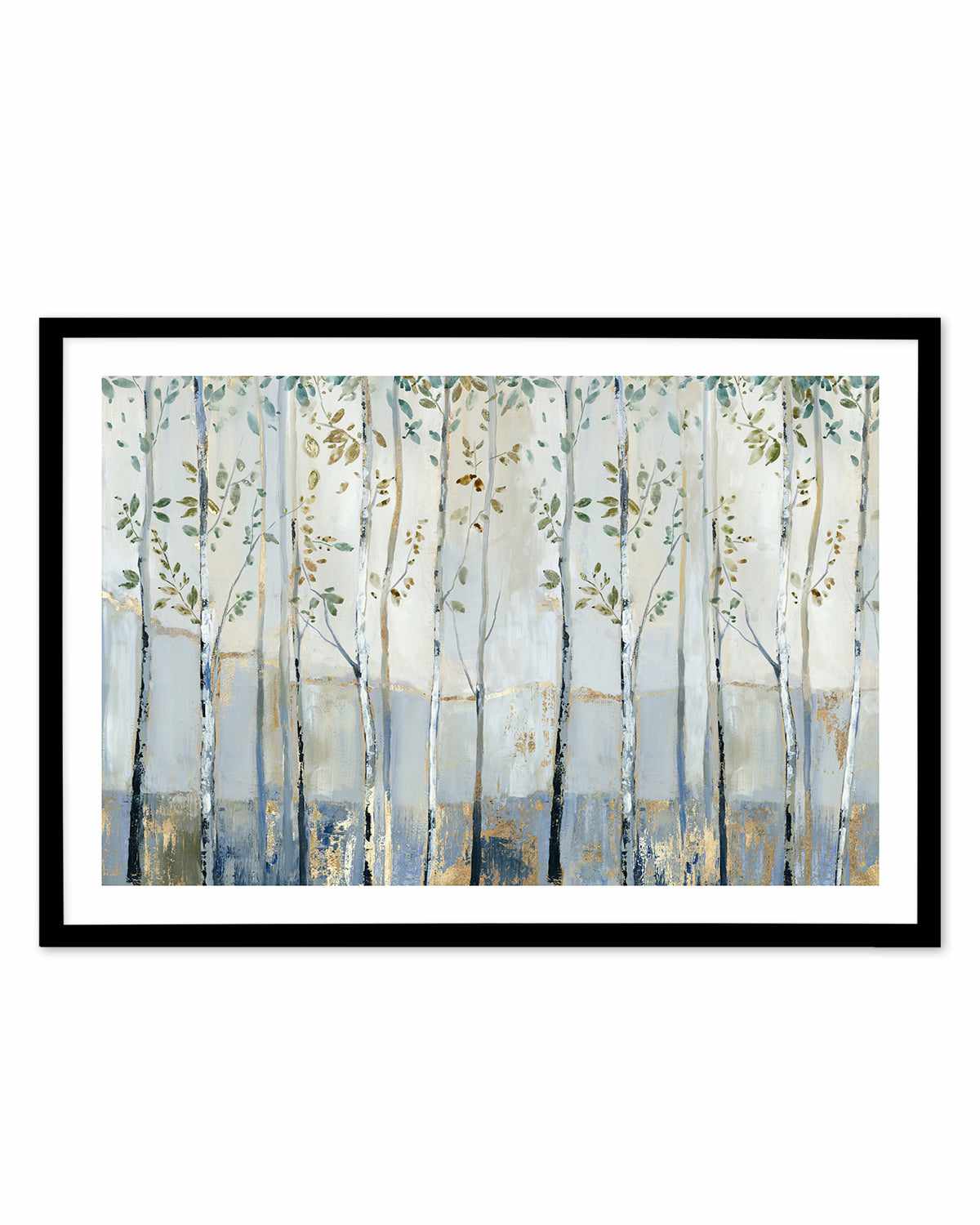 Blue Birch Forest Glade Art Print