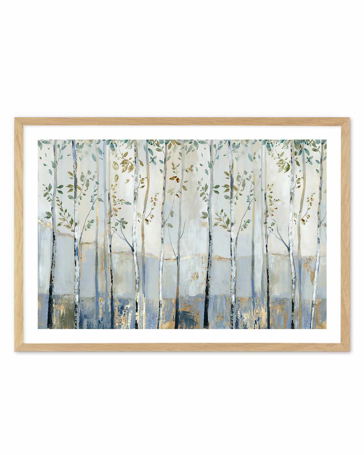 Blue Birch Forest Glade Art Print