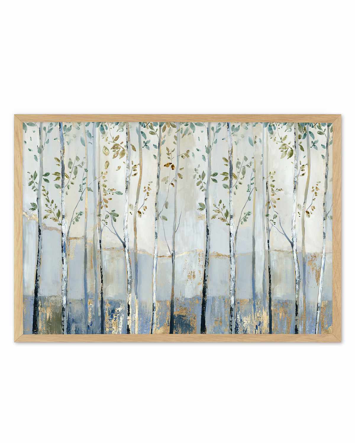 Blue Birch Forest Glade Art Print