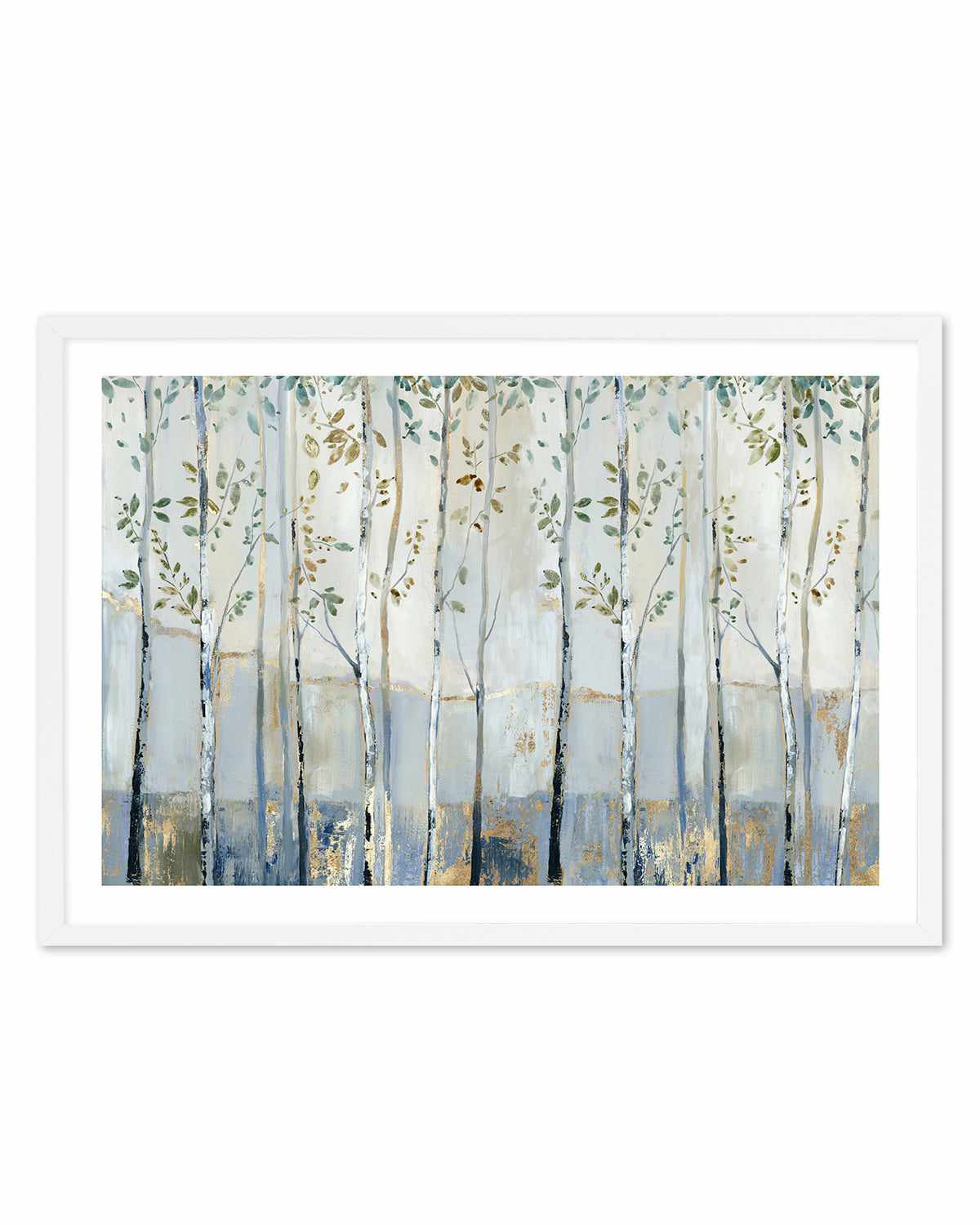 Blue Birch Forest Glade Art Print