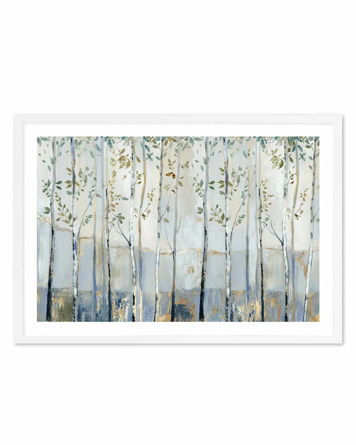 Blue Birch Forest Glade Art Print from Olive et Oriel where you can shop wallpaper and artworks online