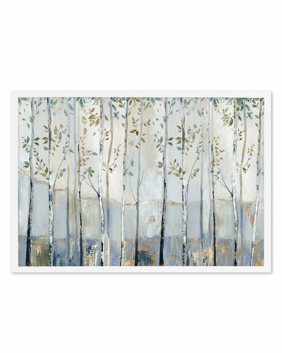 Blue Birch Forest Glade Art Print