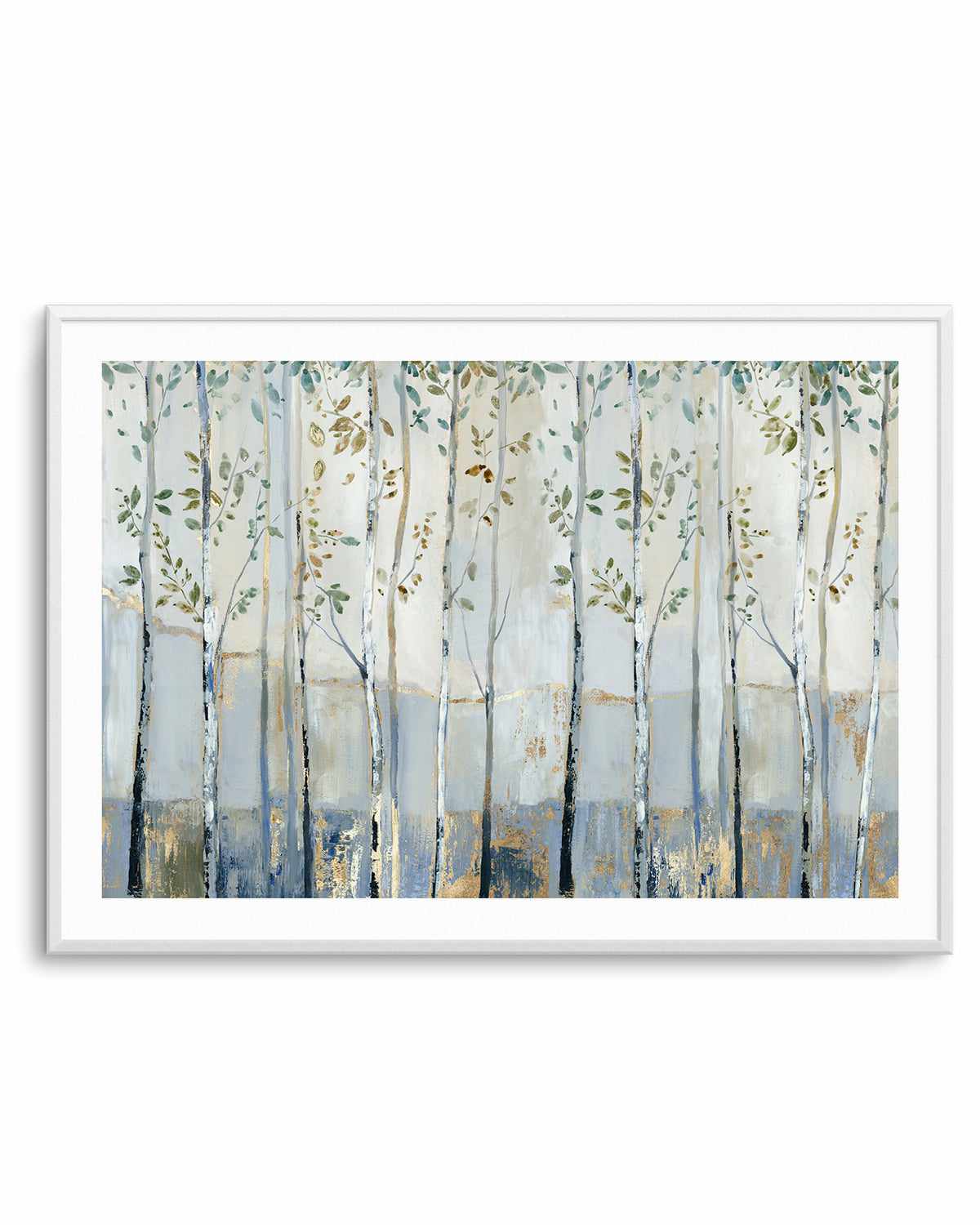 Blue Birch Forest Glade Art Print