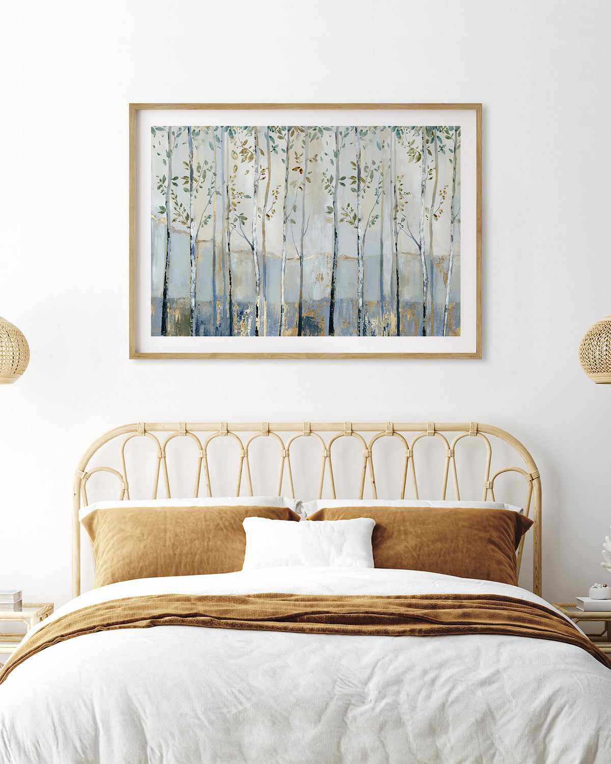 Blue Birch Forest Glade Art Print