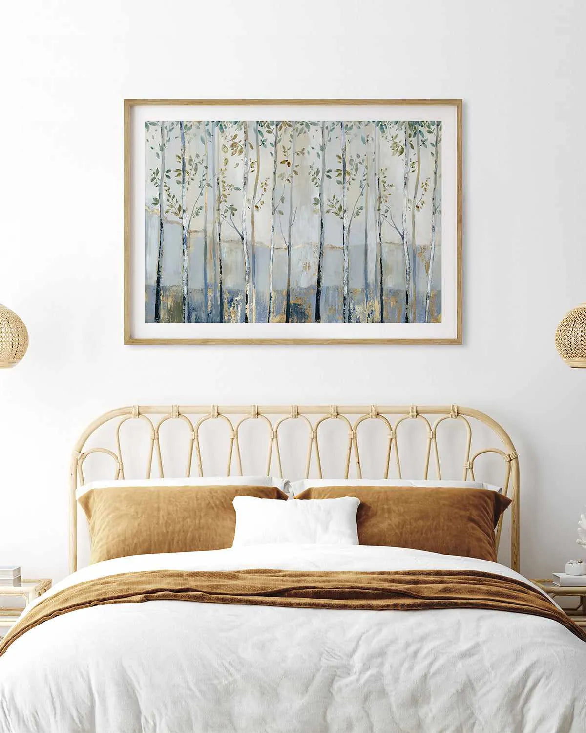 Blue Birch Forest Glade Art Print from Olive et Oriel where you can shop wallpaper and artworks online
