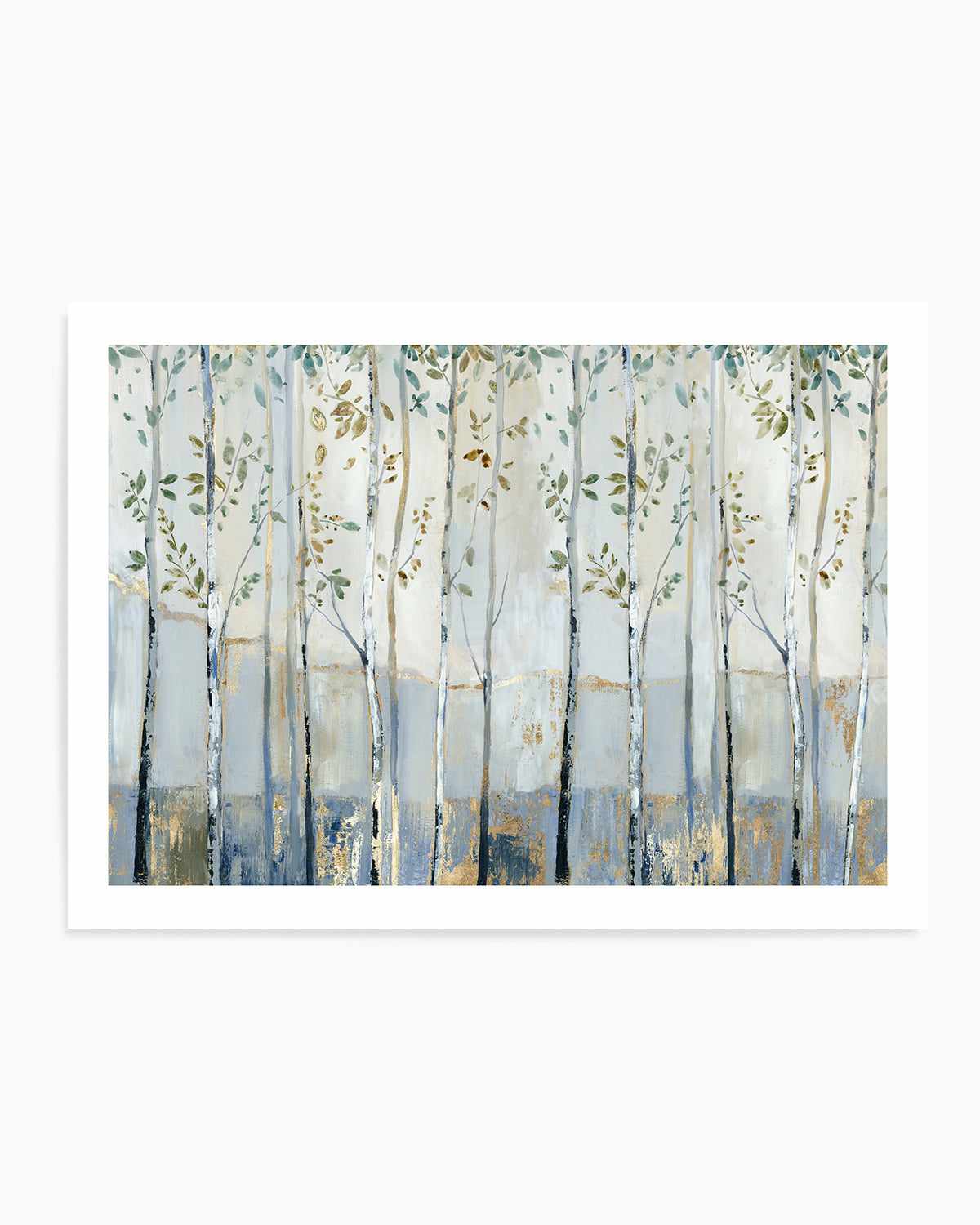 Blue Birch Forest Glade Art Print