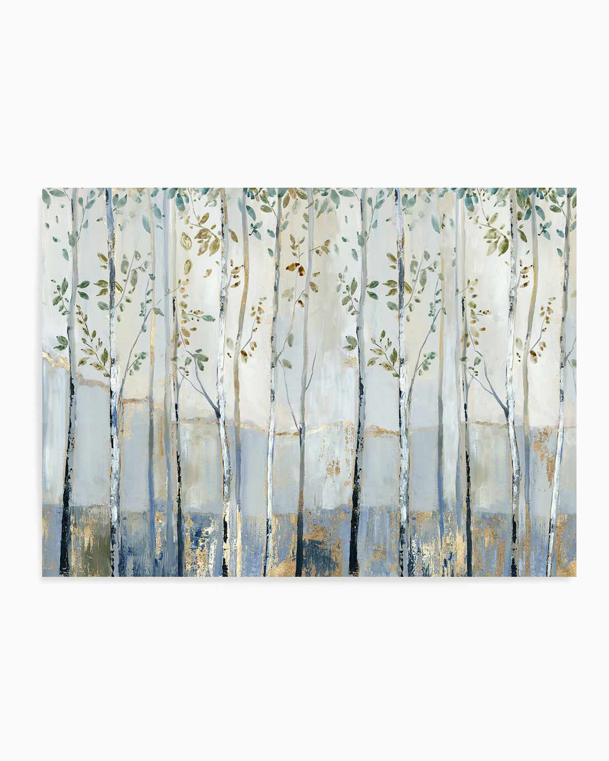 Blue Birch Forest Glade Art Print