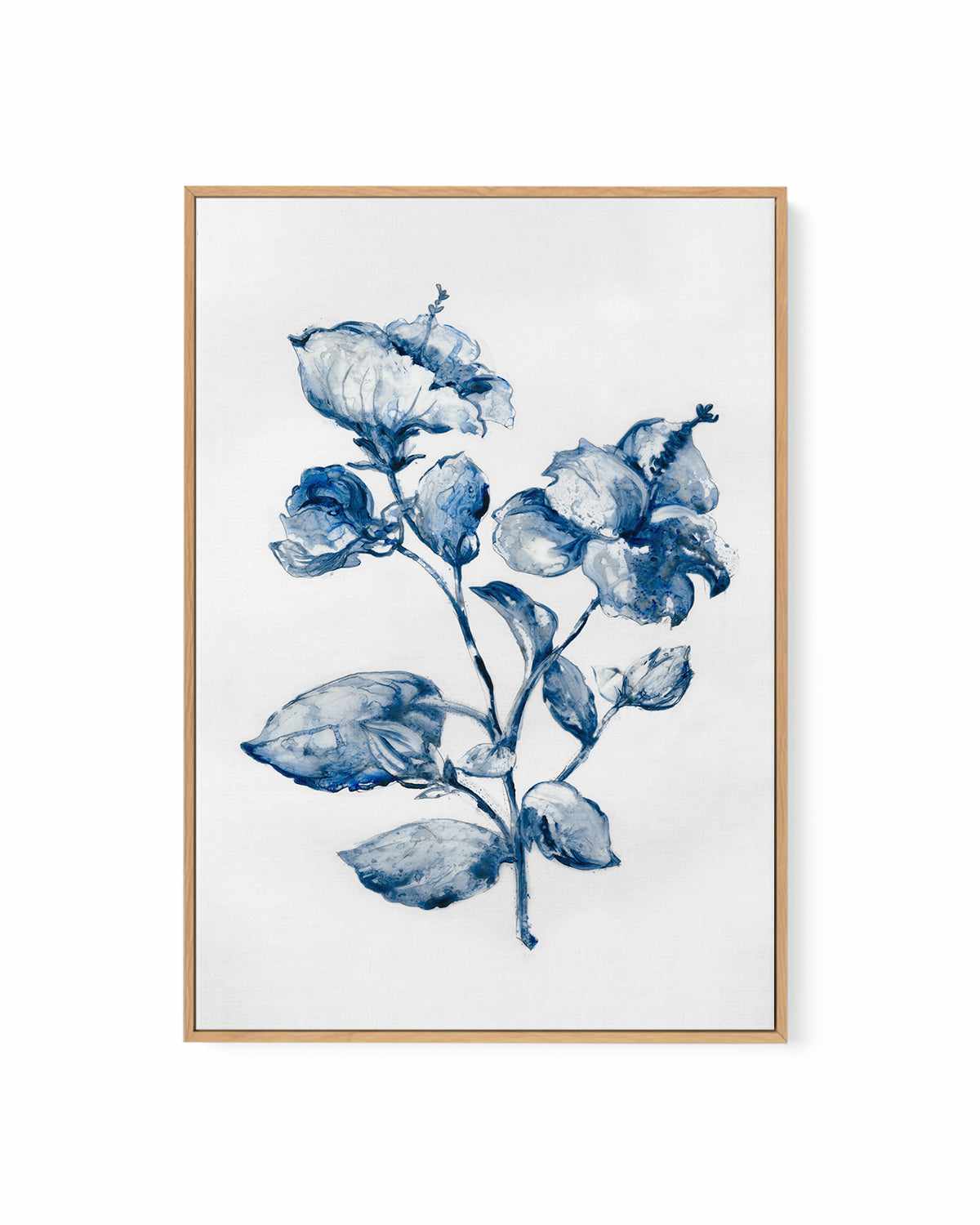 Blue Blooming | Framed Canvas Art Print