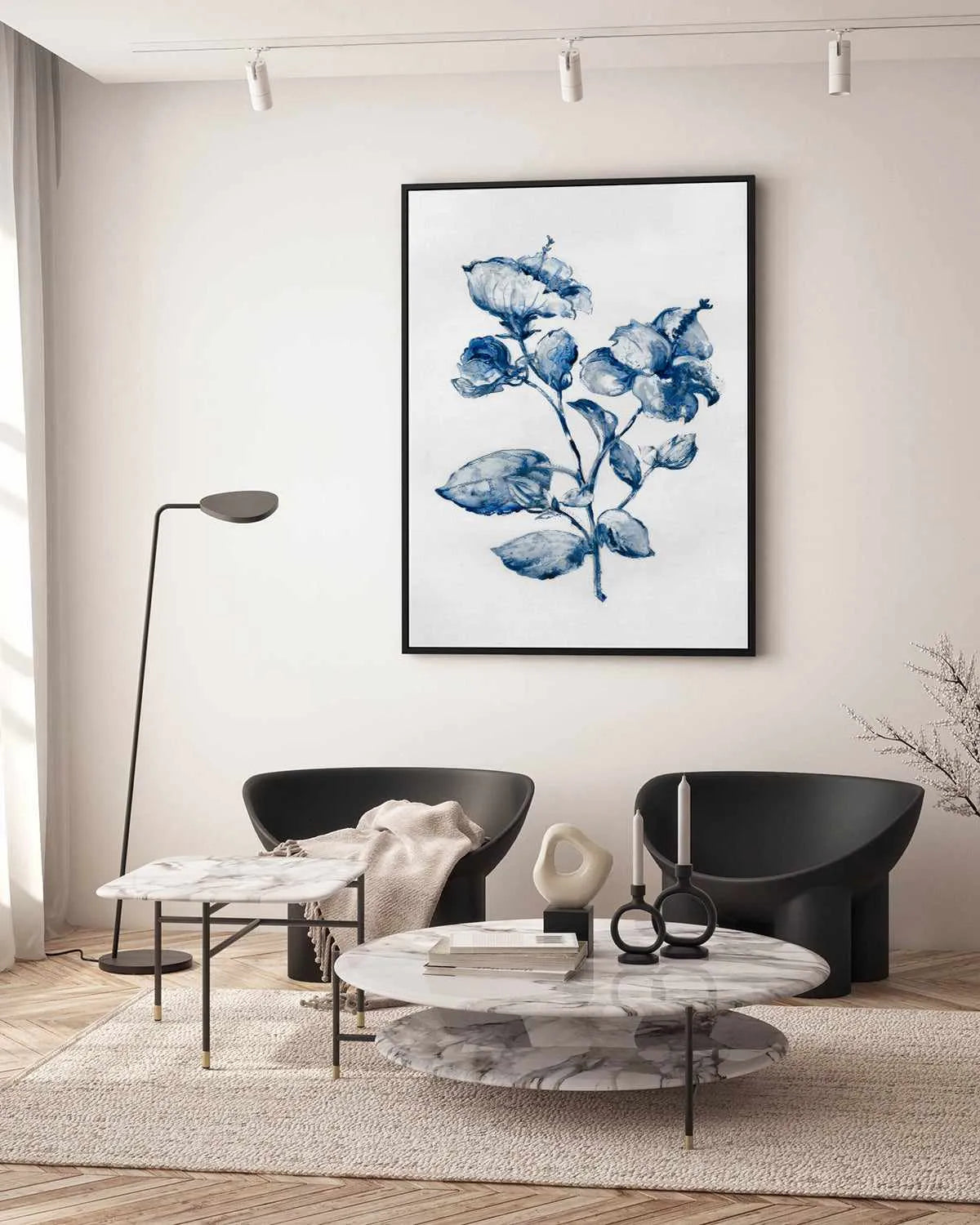 Blue Blooming | Framed Canvas Art Print from Olive et Oriel where you can shop wallpaper and artworks online