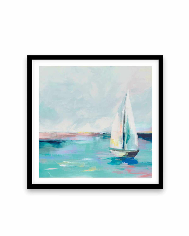 Blue Coast Sailboat Art Print