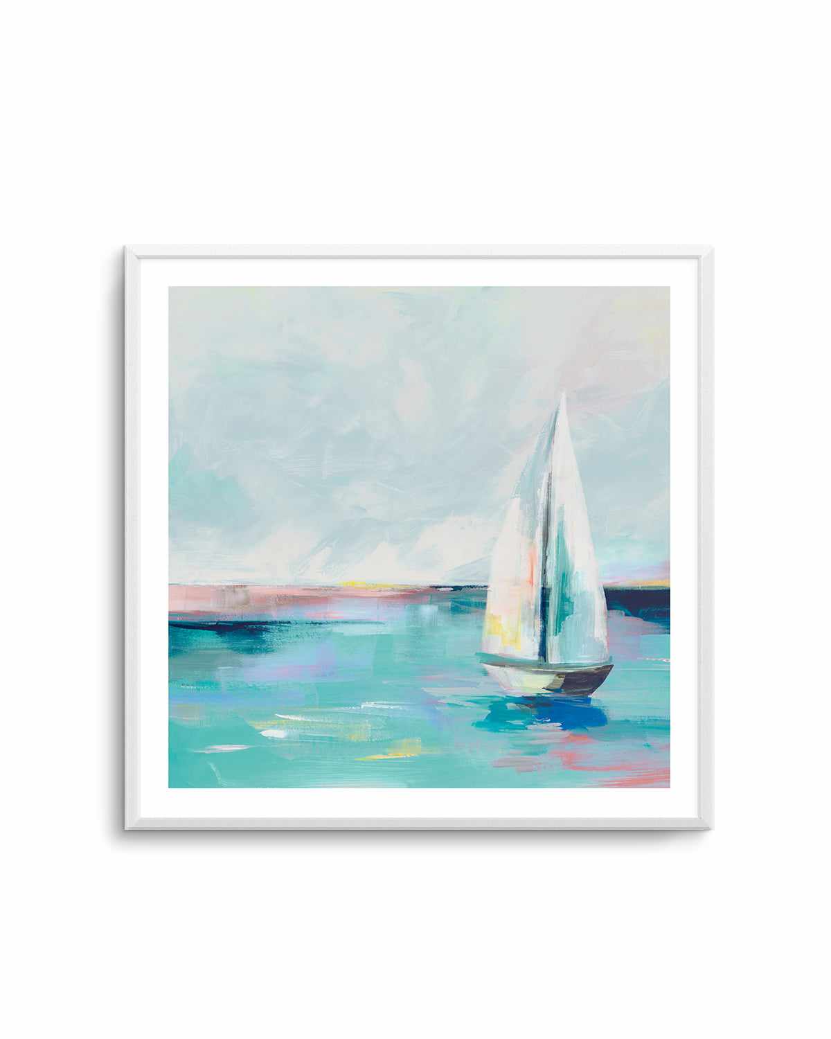 Blue Coast Sailboat Art Print