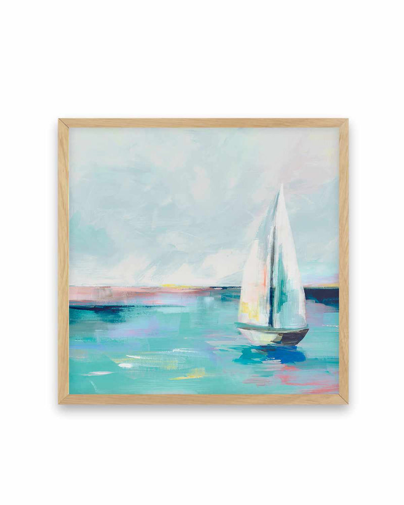 Blue Coast Sailboat Art Print