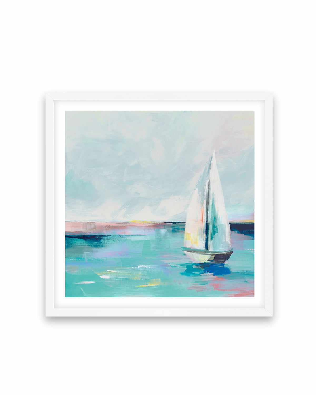 Blue Coast Sailboat Art Print