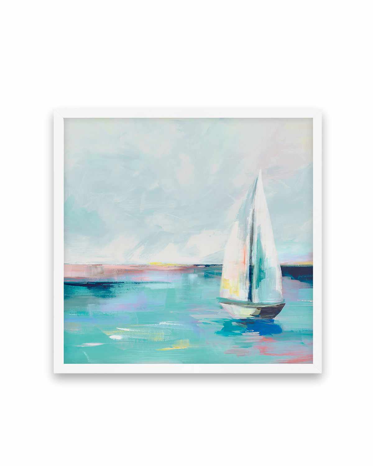 Blue Coast Sailboat Art Print