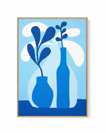 Blue Dahlias by Teena Zerefos | Framed Canvas Art Print from Olive et Oriel where you can shop wallpaper and artworks online