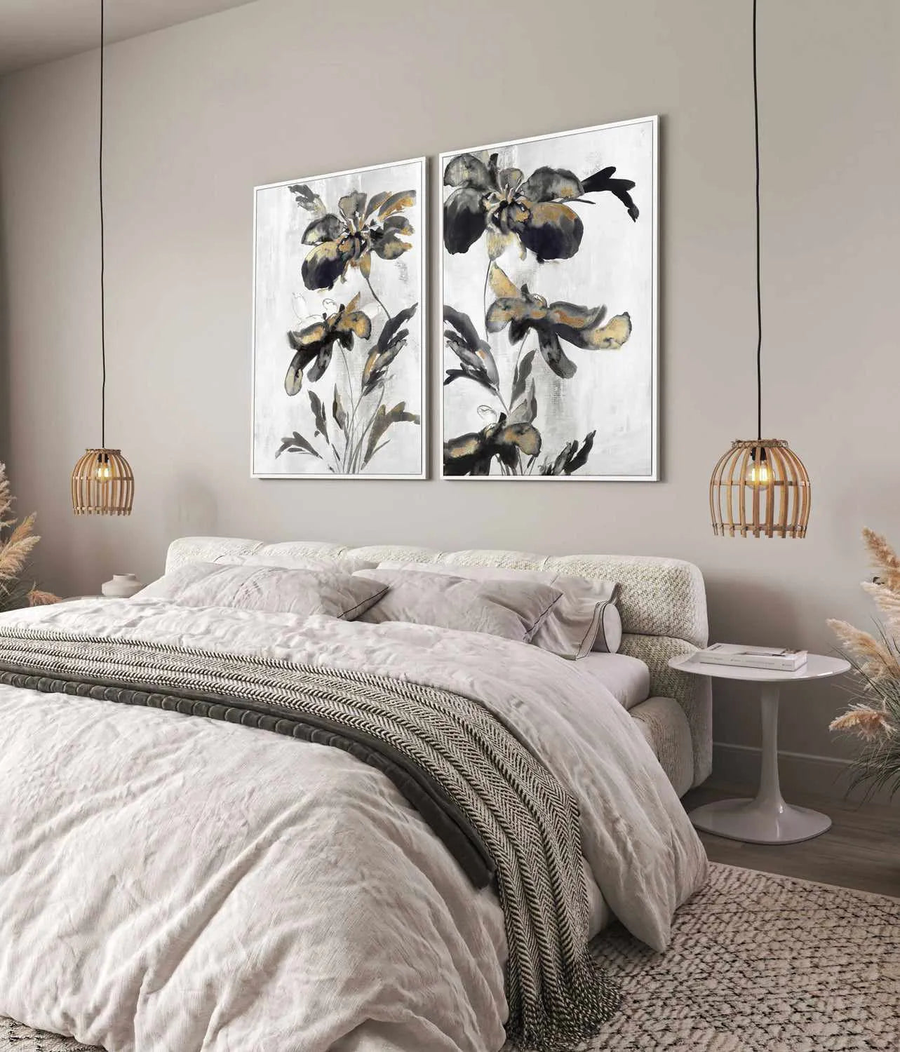 Blue Daphne I Gold | Framed Canvas Art Print from Olive et Oriel where you can shop wallpaper and artworks online