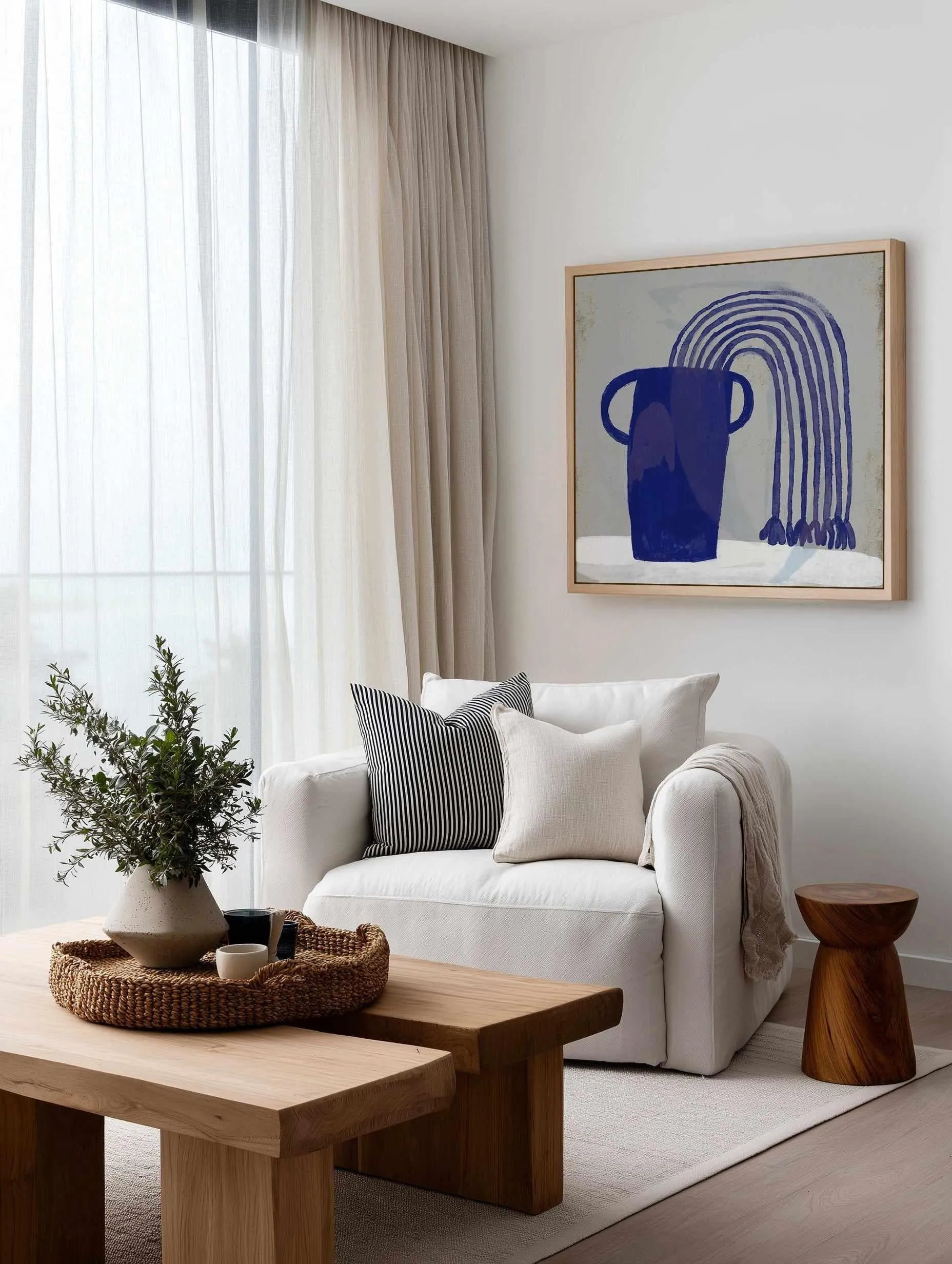 Blue Floral I by Marco Marella | Framed Canvas Art Print from Olive et Oriel where you can shop wallpaper and artworks online