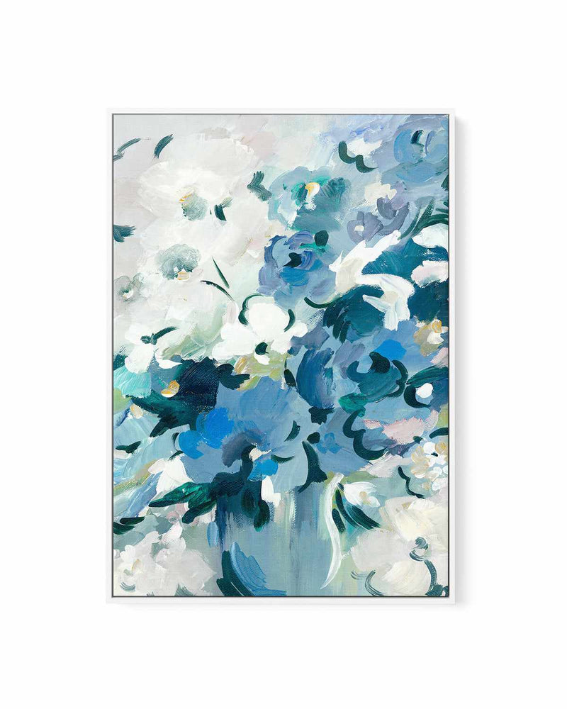Blue Floral Vase | Framed Canvas Art Print