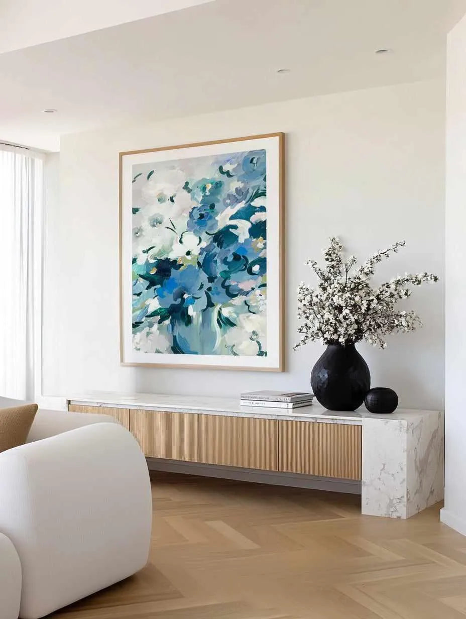Blue Floral Vase Art Print from Olive et Oriel where you can shop wallpaper and artworks online