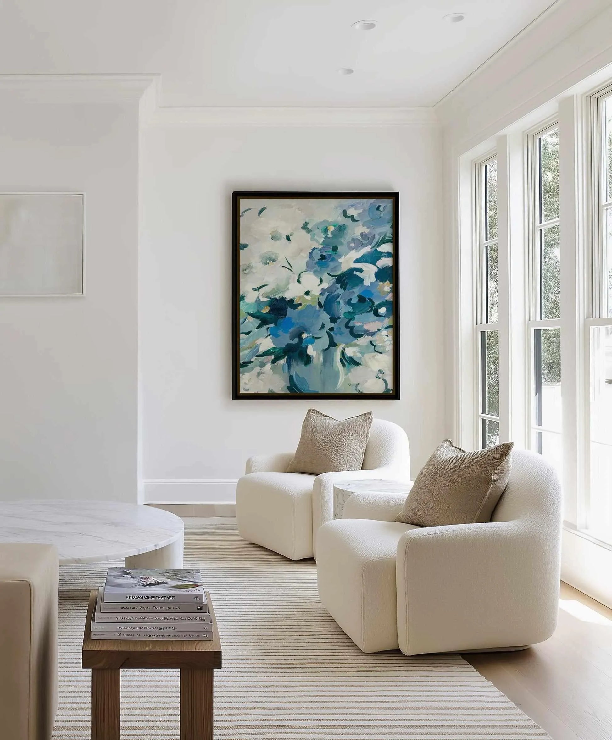 Blue Floral Vase | Framed Canvas Art Print from Olive et Oriel where you can shop wallpaper and artworks online