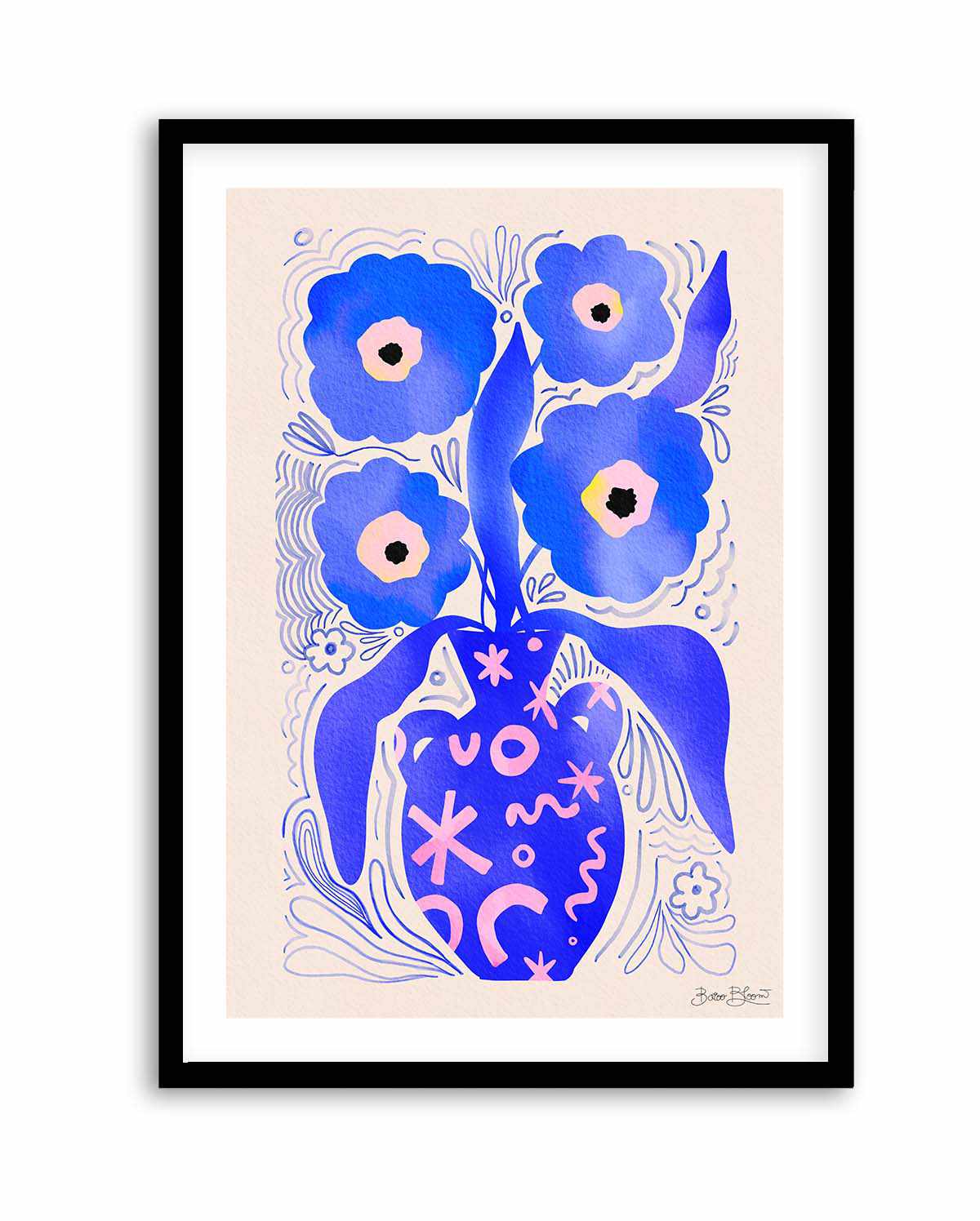 Blue Flowers Matisse Homage by Baroo Bloom | Art Print