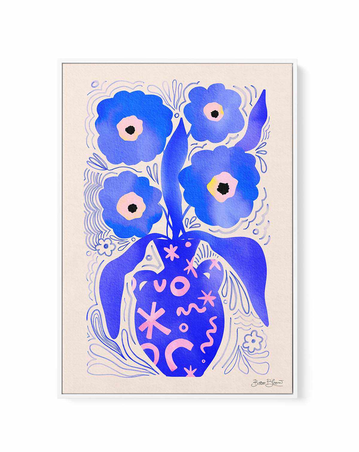 Blue Flowers Matisse Homage by Baroo Bloom | Framed Canvas Art Print ...