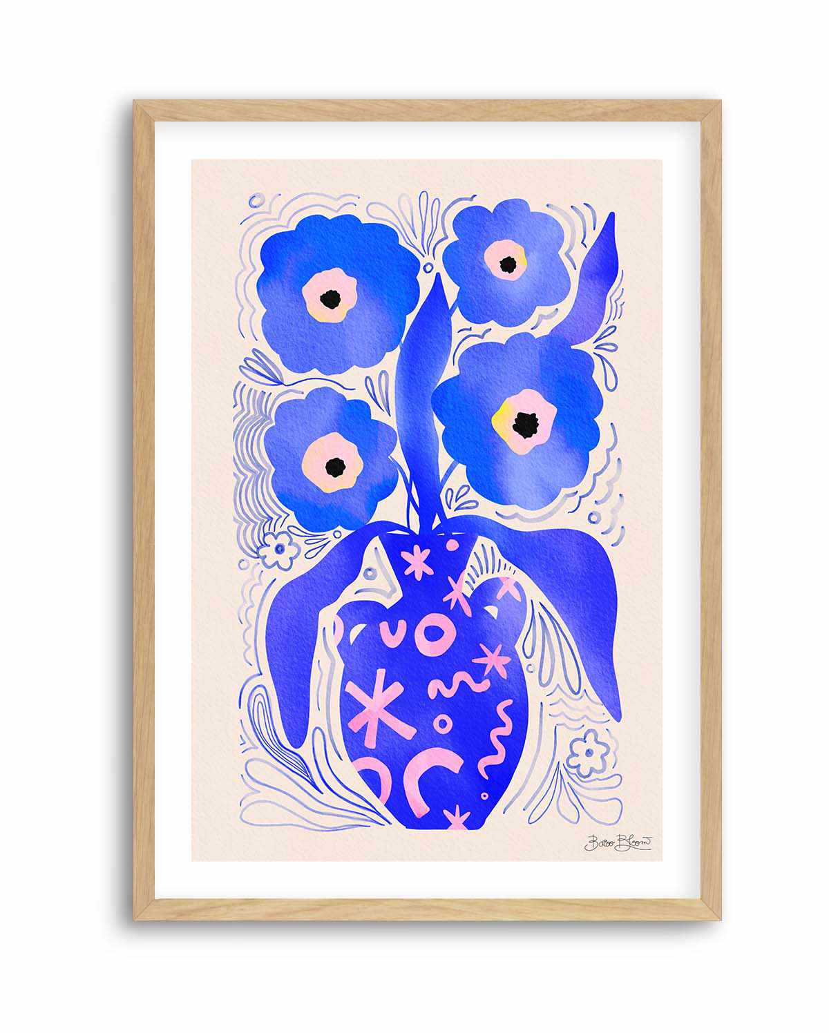 Blue Flowers Matisse Homage by Baroo Bloom | Art Print