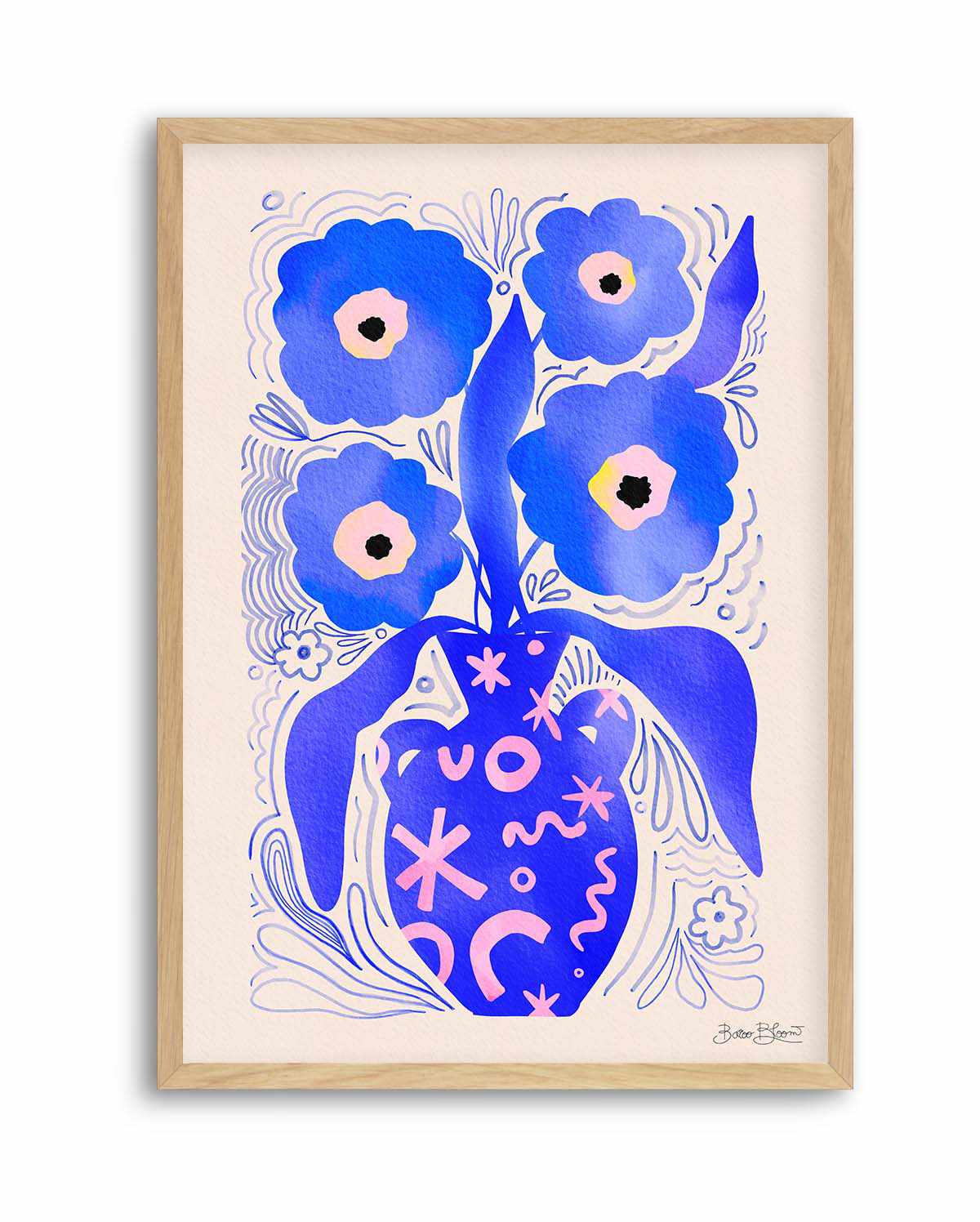 Blue Flowers Matisse Homage by Baroo Bloom | Art Print