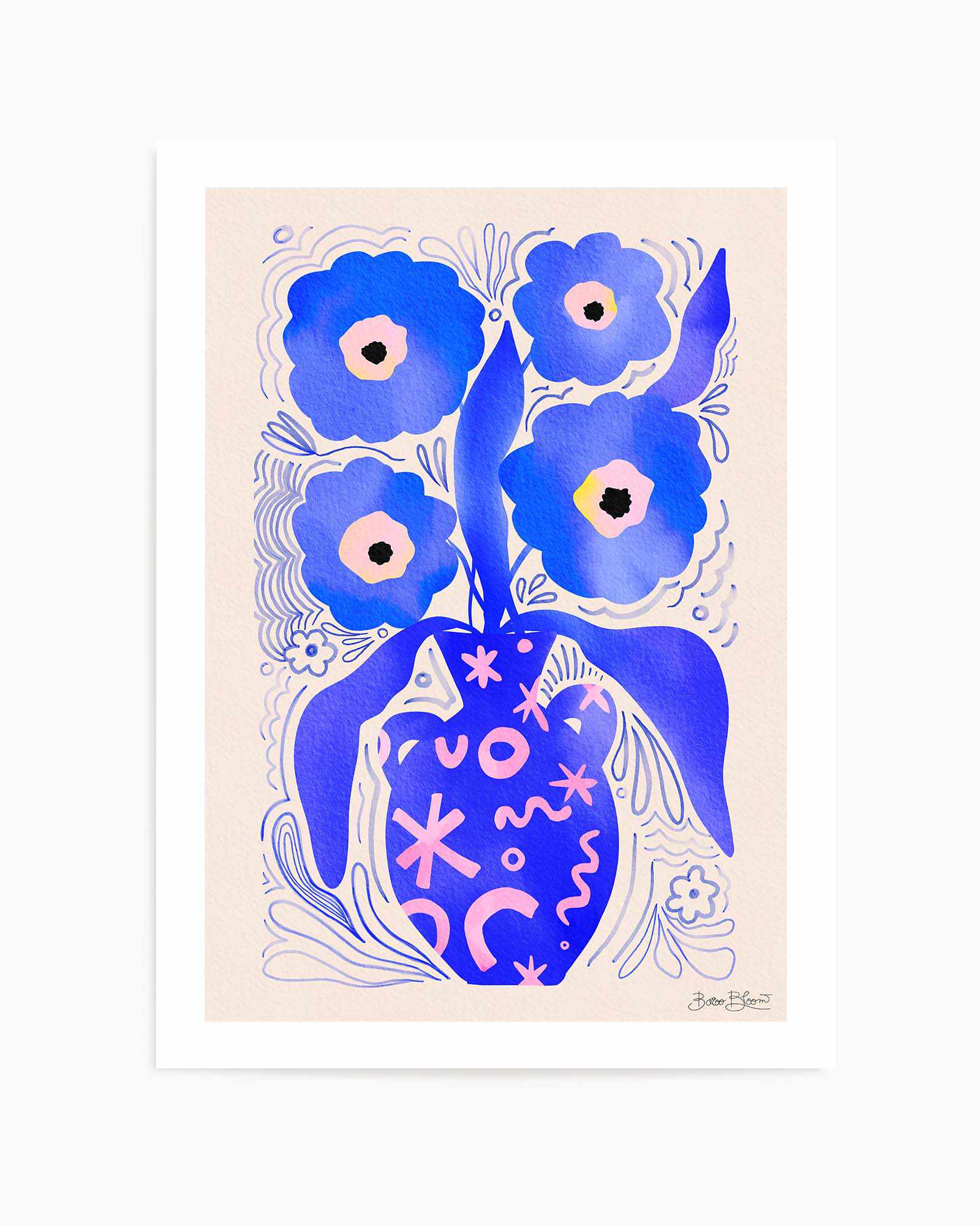 Blue Flowers Matisse Homage by Baroo Bloom | Art Print