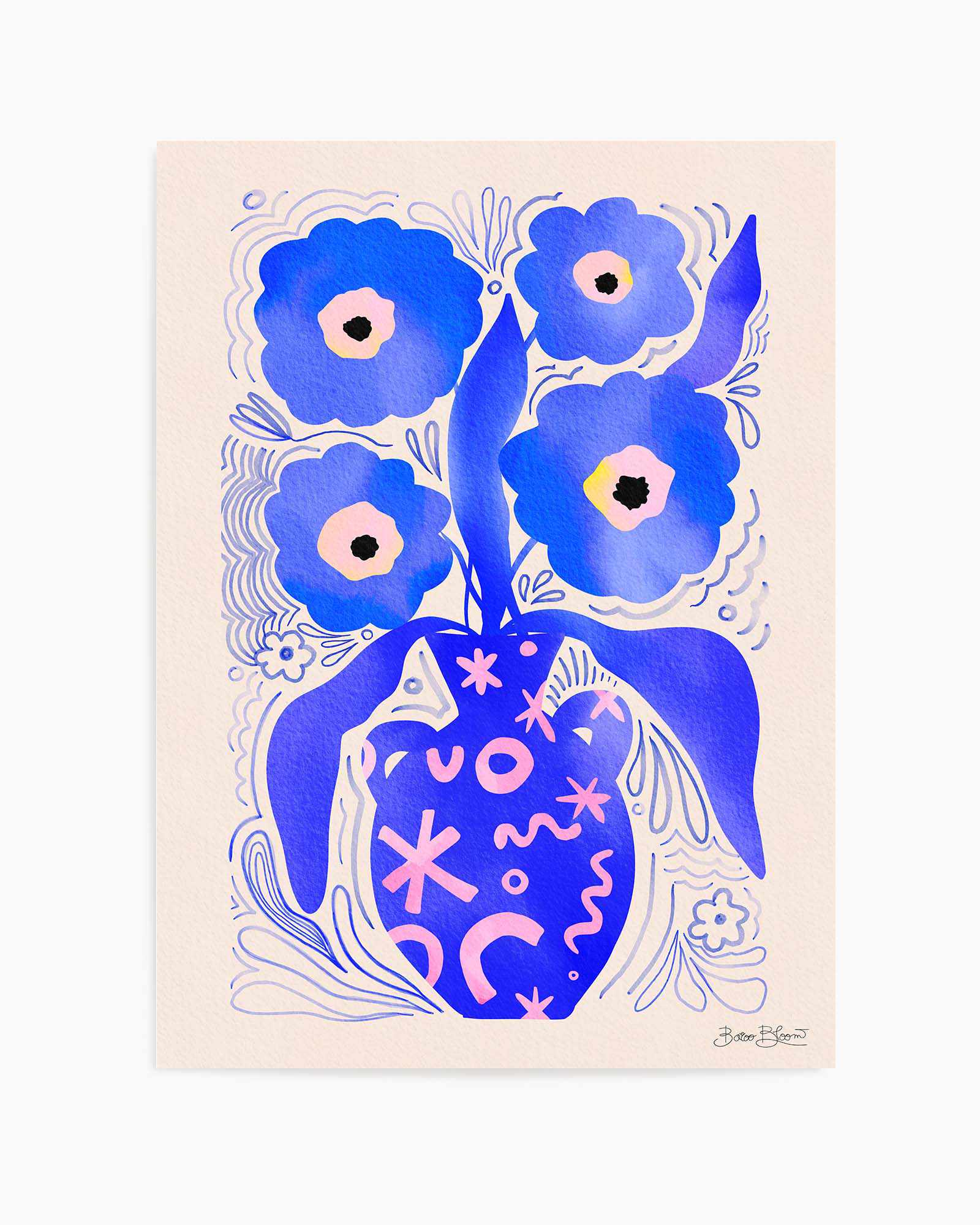 Blue Flowers Matisse Homage by Baroo Bloom | Art Print