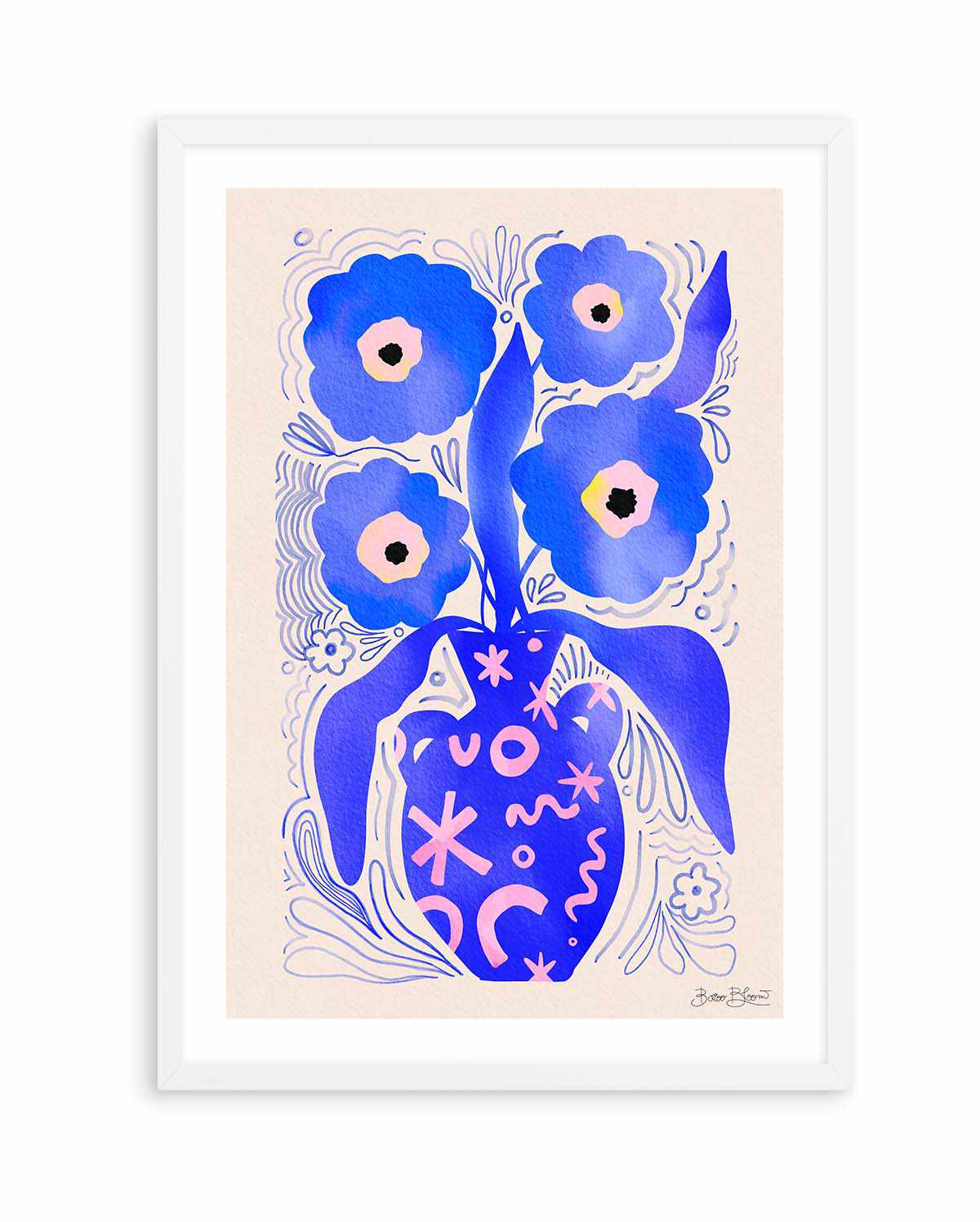 Blue Flowers Matisse Homage by Baroo Bloom | Art Print